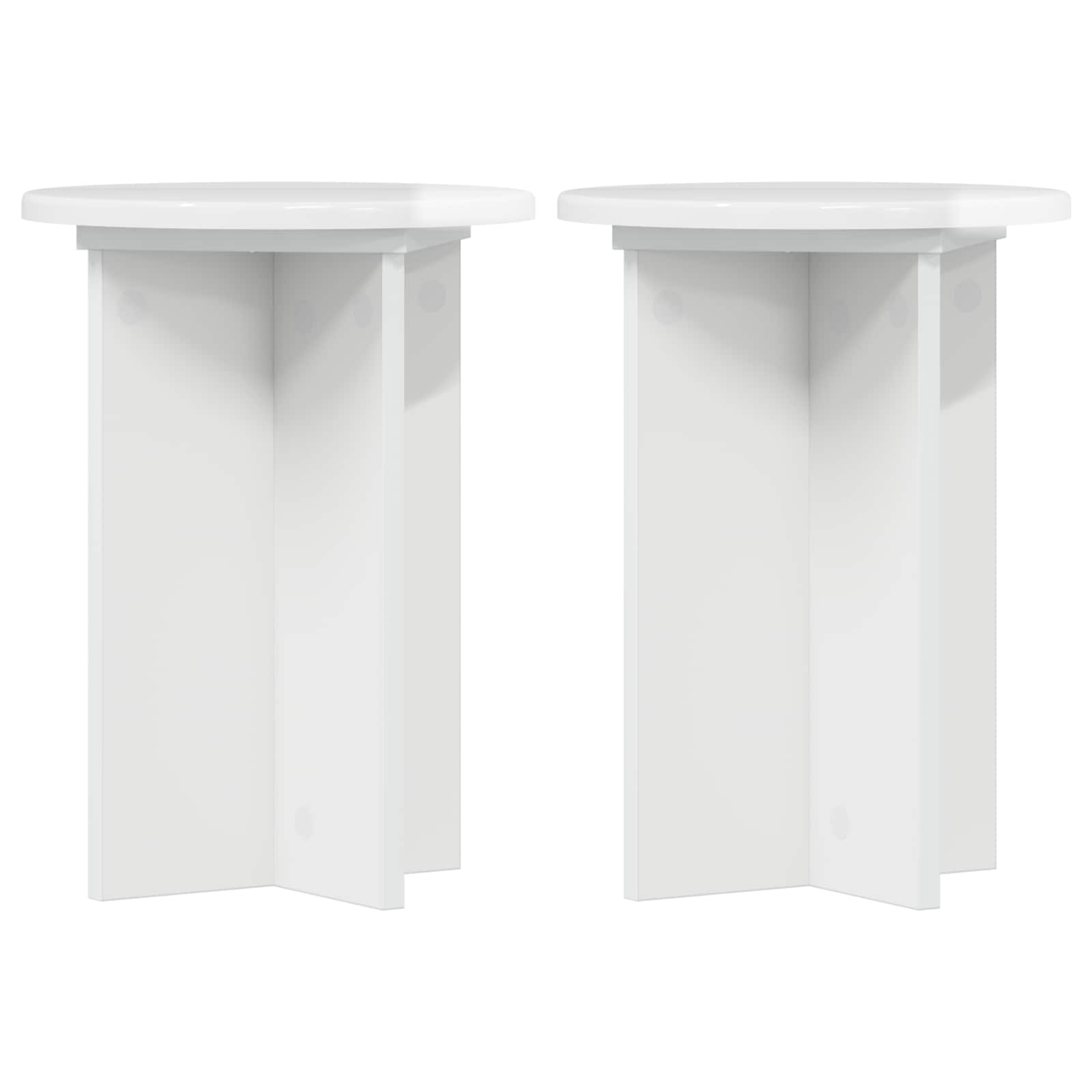 Növényállvány 2 pcs magasfényű fehér ø29,5 x 40 cm szerelt fa