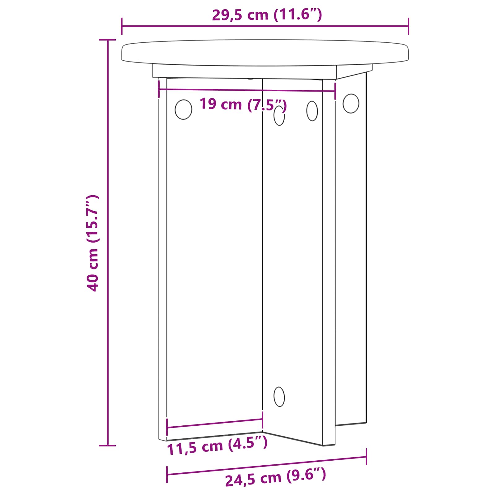 Növényállvány 2 pcs magasfényű fehér ø29,5 x 40 cm szerelt fa