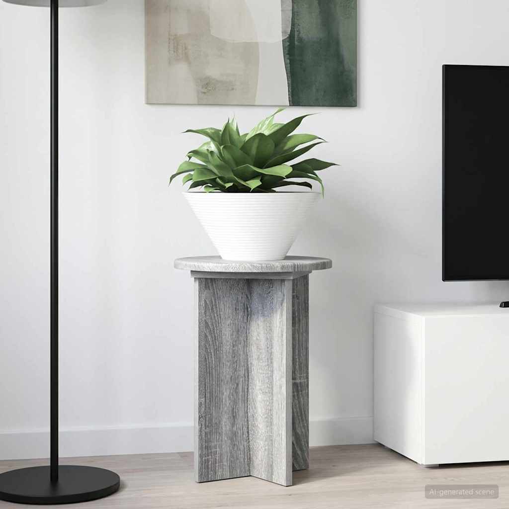 Növényállvány 2 pcs szürke sonoma ø29,5 x 40 cm szerelt fa