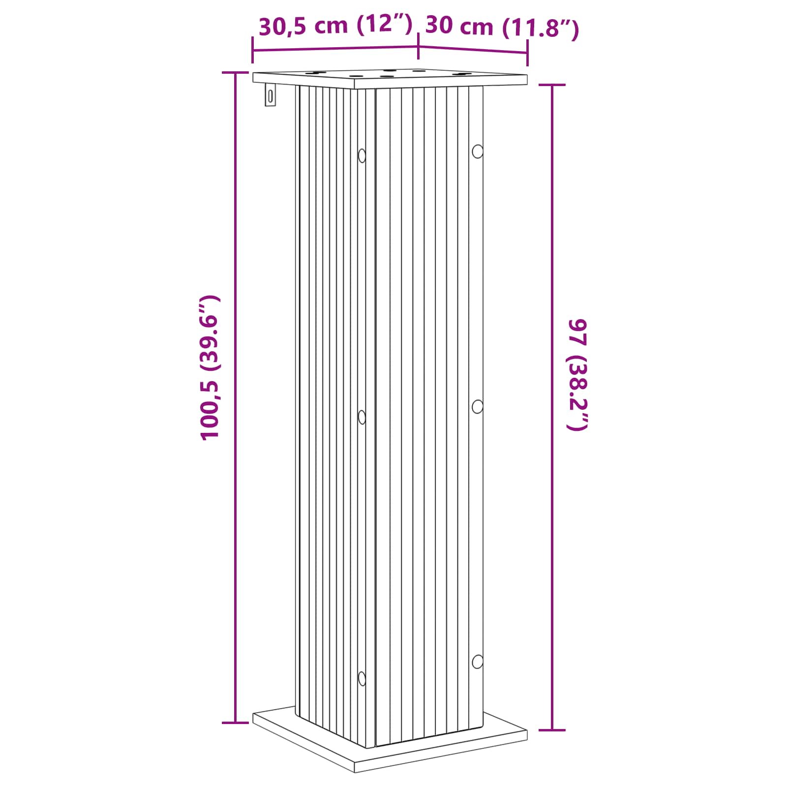 Növényállvány 2 pcs fehér 30,5 x 30 x 100,5 cm szerelt fa