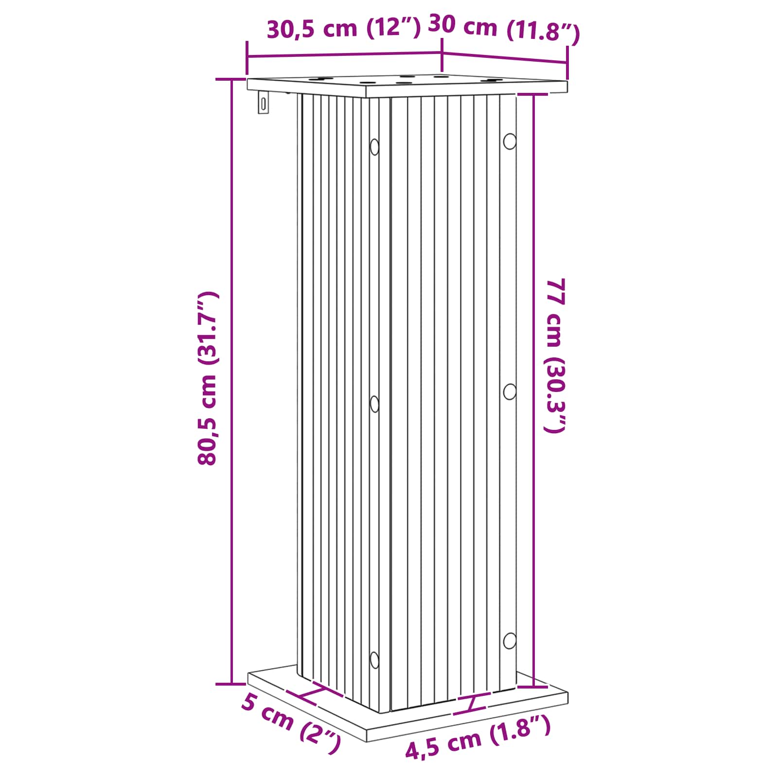 Növényállvány 2 pcs fehér 30,5 x 30 x 80,5 cm szerelt fa
