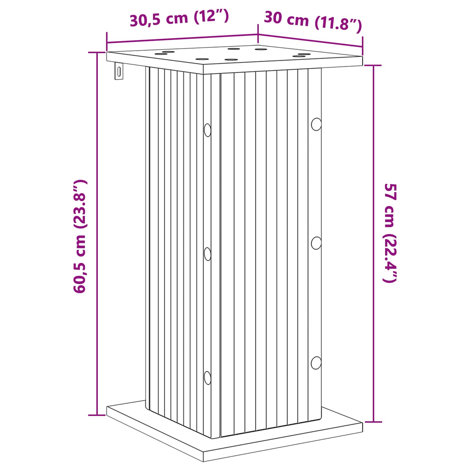 Növényállvány szürke sonoma 30,5 x 30 x 60,5 cm szerelt fa