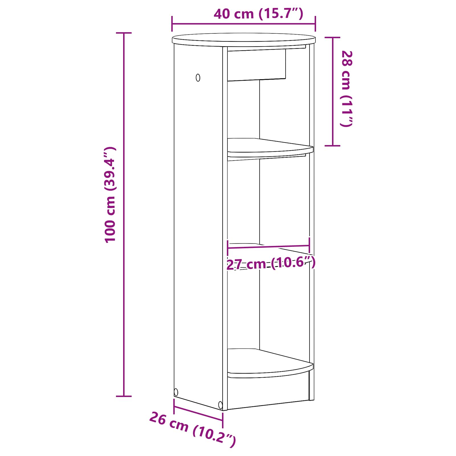 Oldalsó szekrény öreg fa 40 x 40 x 100 cm mérnöki fa