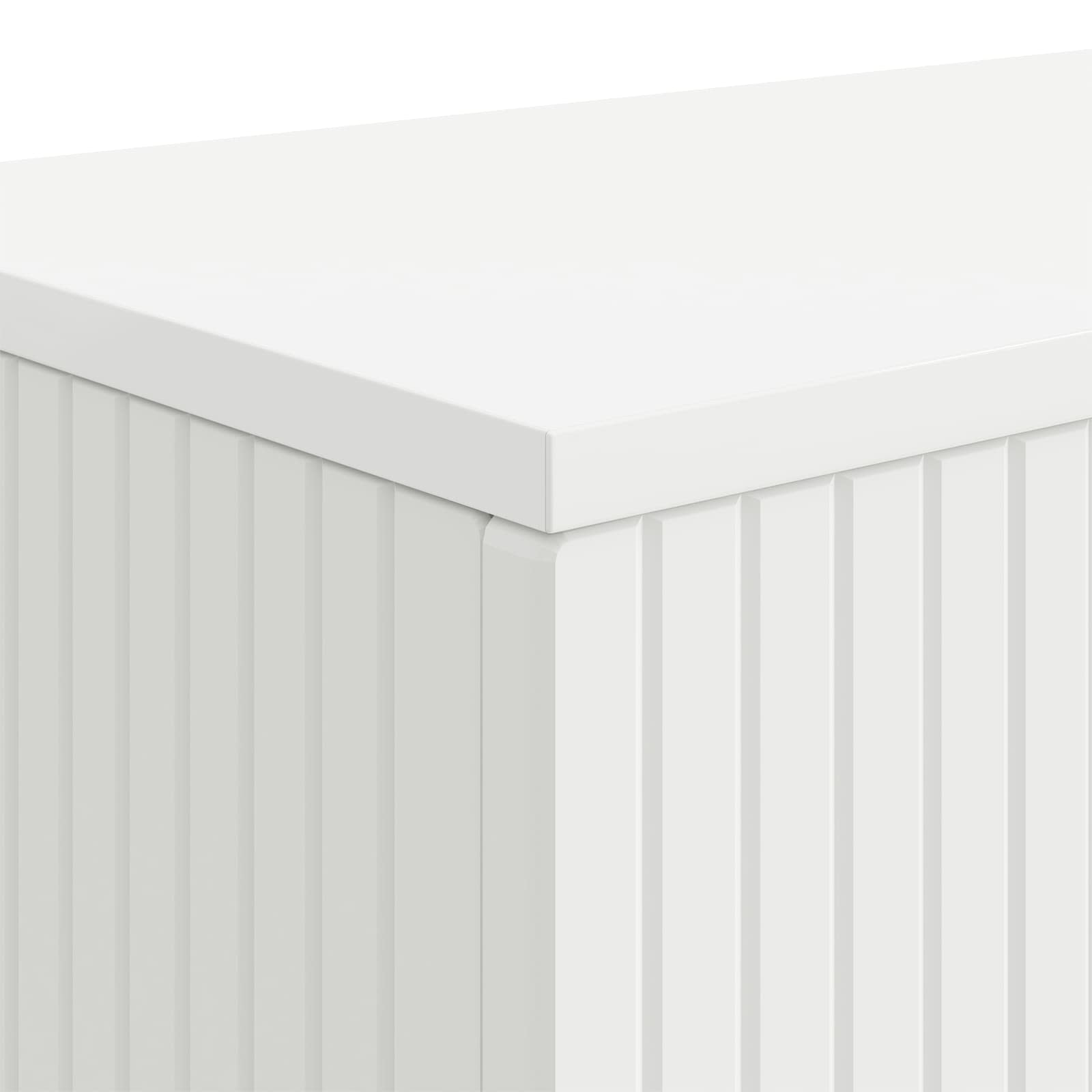 Konzolasztal csíkos fehér 155 x 29 x 74 cm mérnöki fa