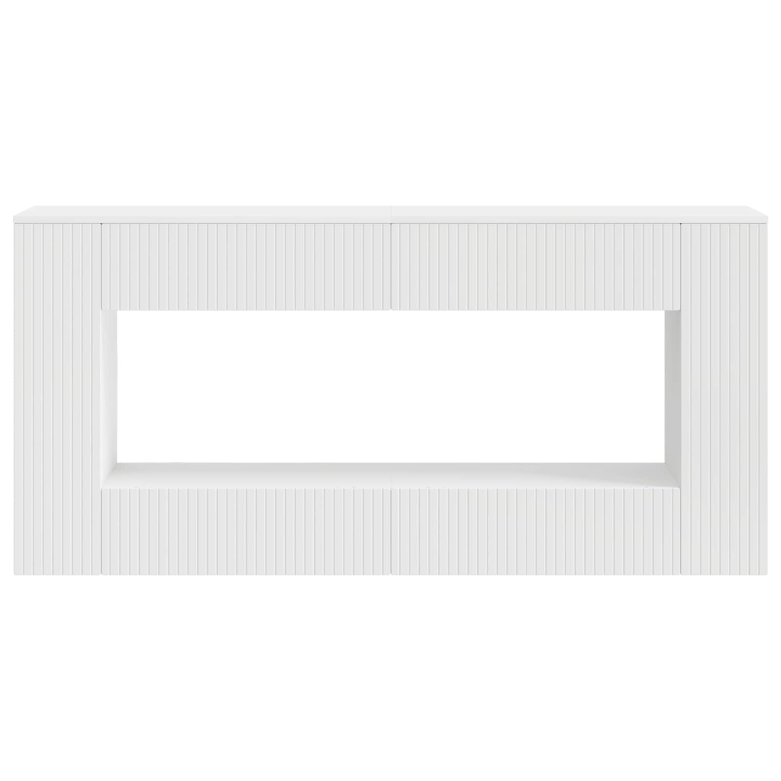 Konzolasztal csíkos fehér 155 x 29 x 74 cm mérnöki fa