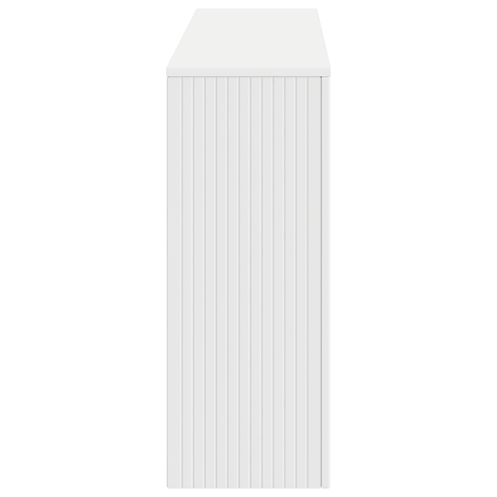 Konzolasztal csíkos fehér 155 x 29 x 74 cm mérnöki fa