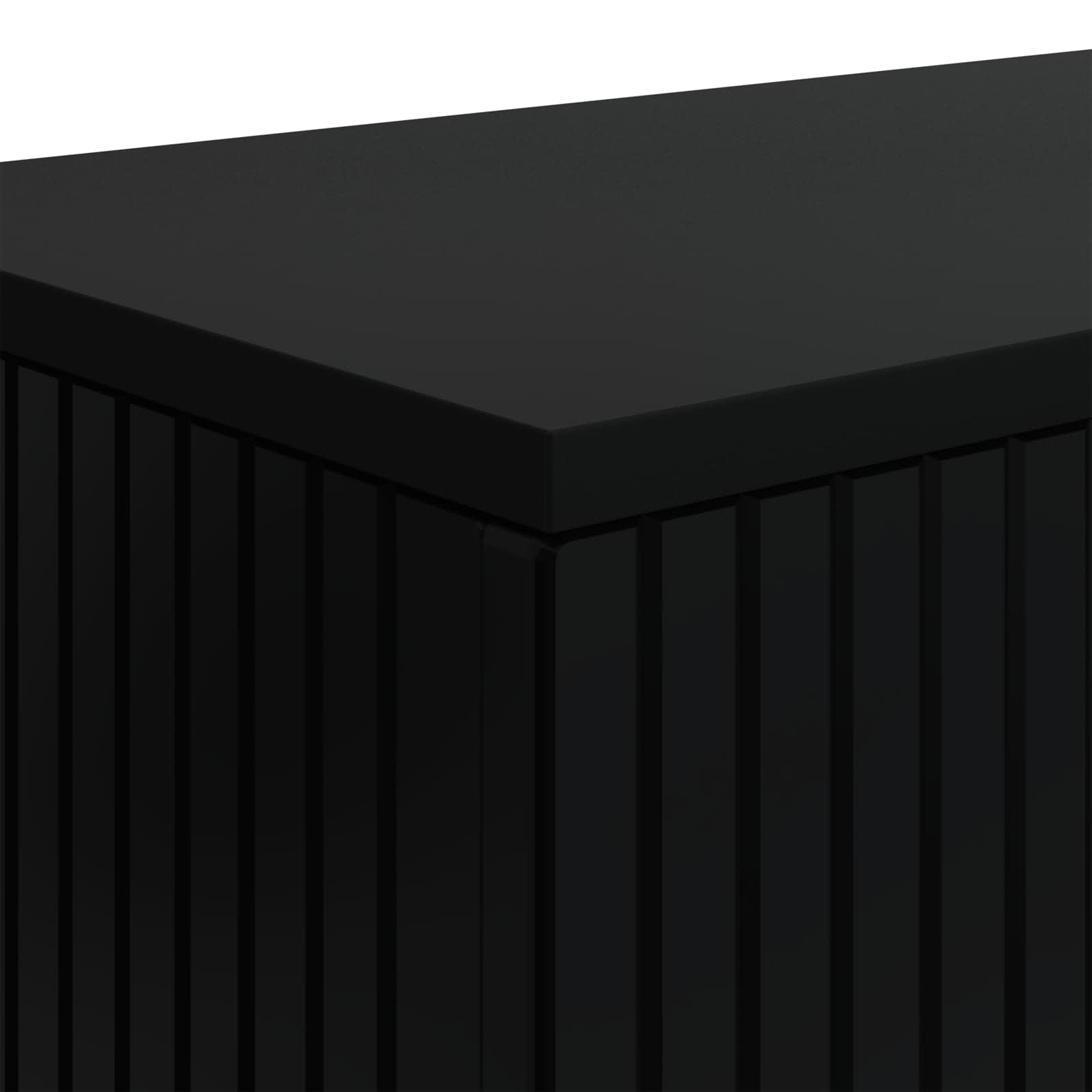 Konzolasztal csíkos fekete 155 x 29 x 74 cm mérnöki fa