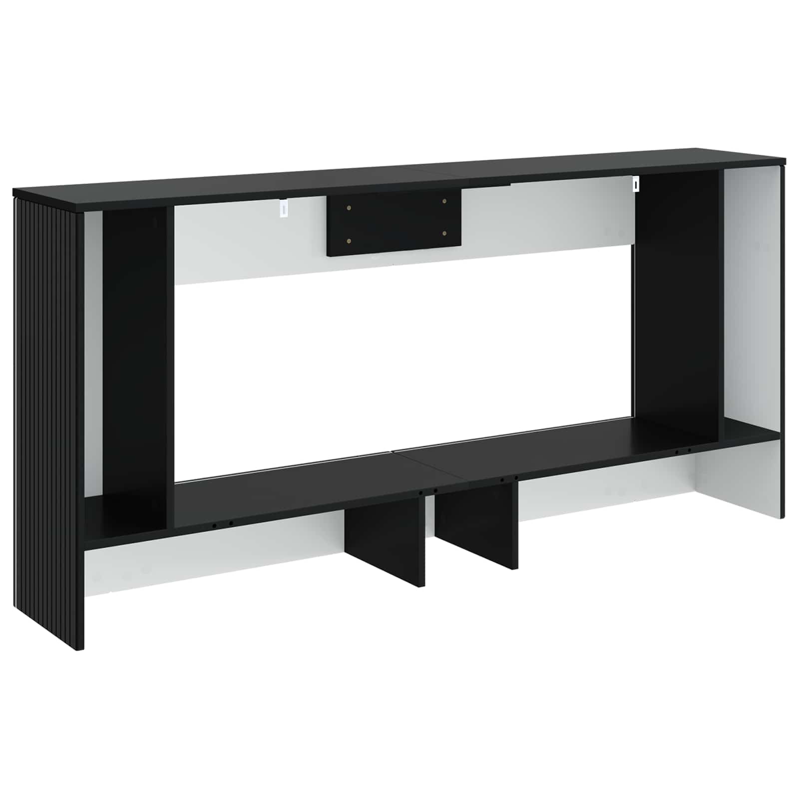 Konzolasztal csíkos fekete 155 x 29 x 74 cm mérnöki fa