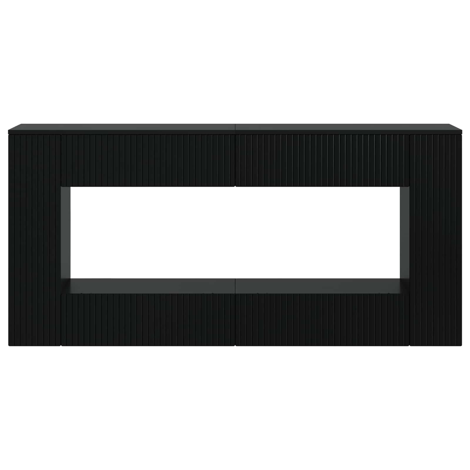 Konzolasztal csíkos fekete 155 x 29 x 74 cm mérnöki fa