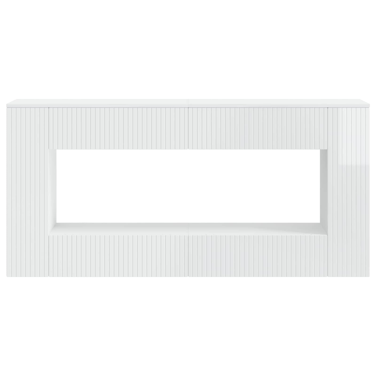 Konzolasztal magasfényű fehér 155 x 29 x 74 cm mérnöki fa