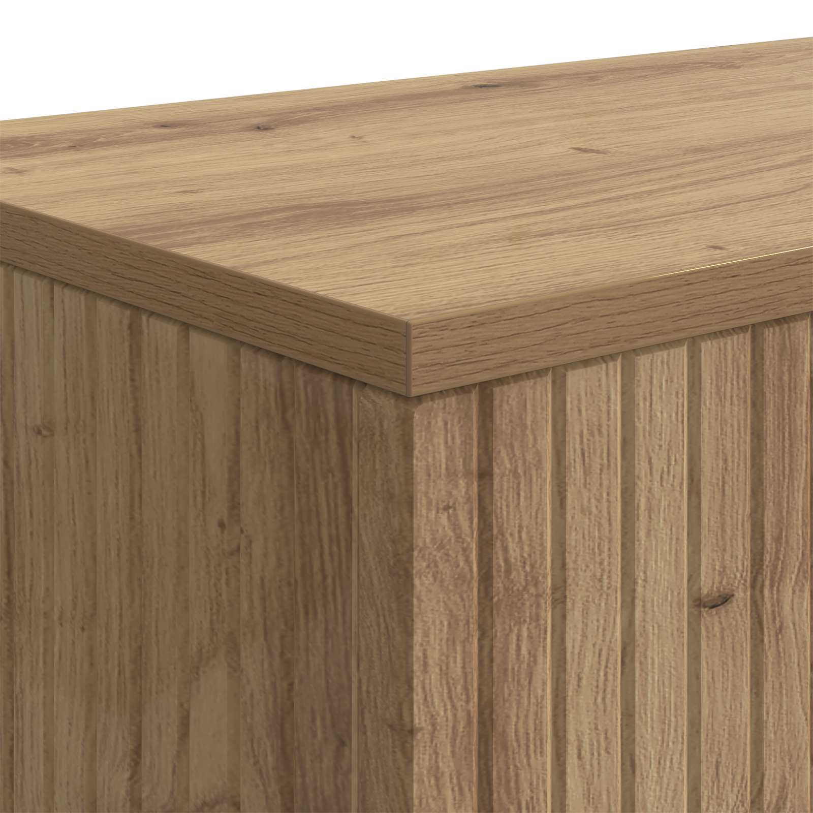 Konzolasztal csíkos kézműves tölgy 155 x 29 x 74 cm mérnöki fa