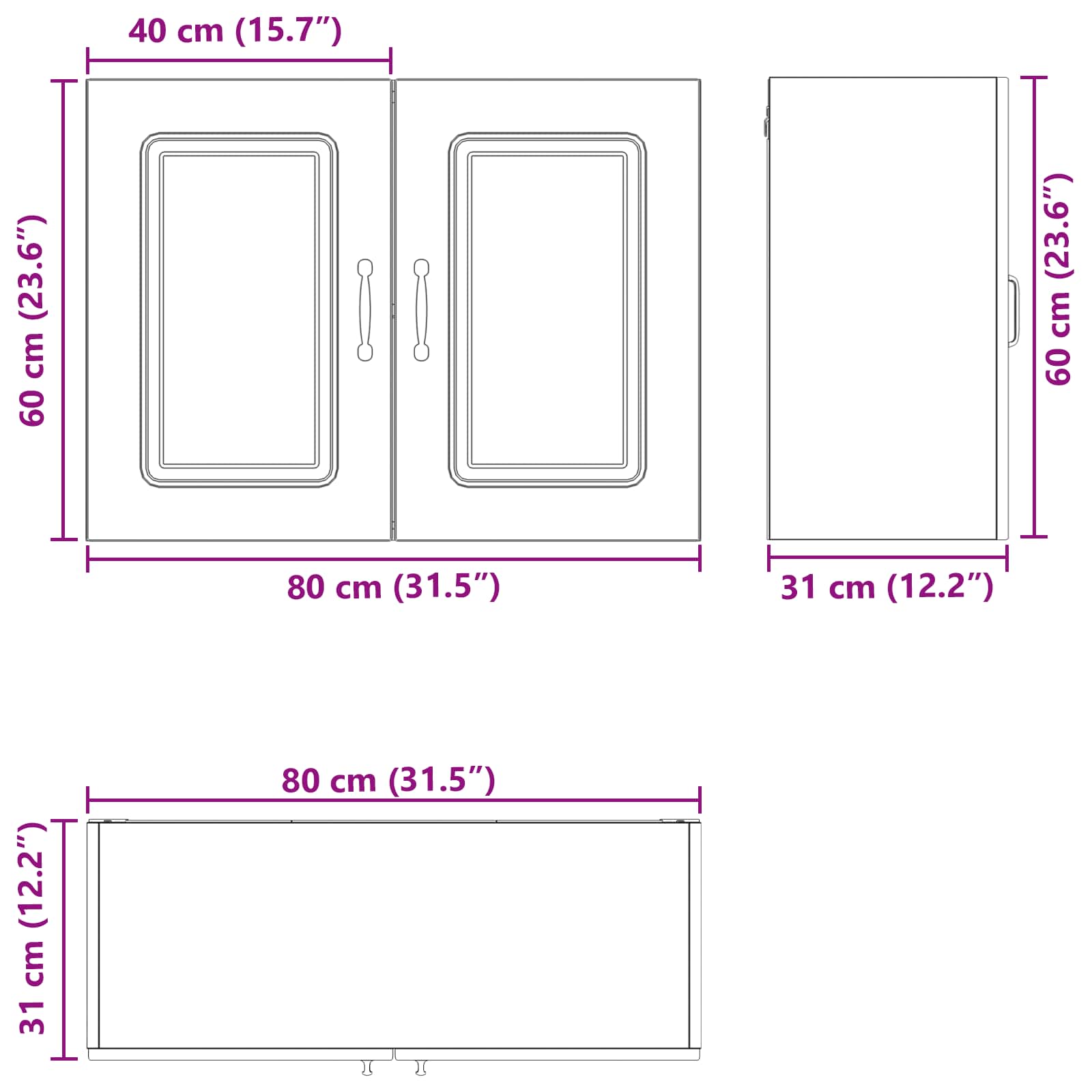 Konyhaszekrény kalmar fekete tölgy 80 x 31 x 60 cm faanyag