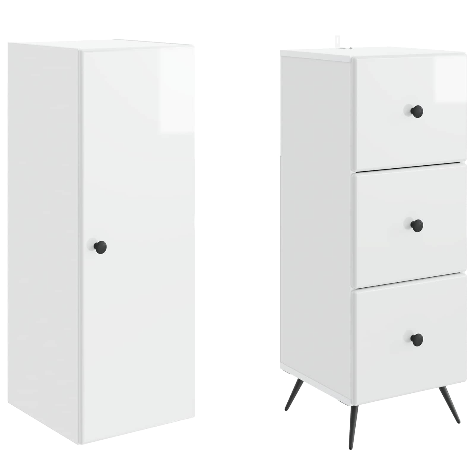 Szekrény szett 2 pcs magasfényű fehér 34,5 x 34,5 x 90 cm