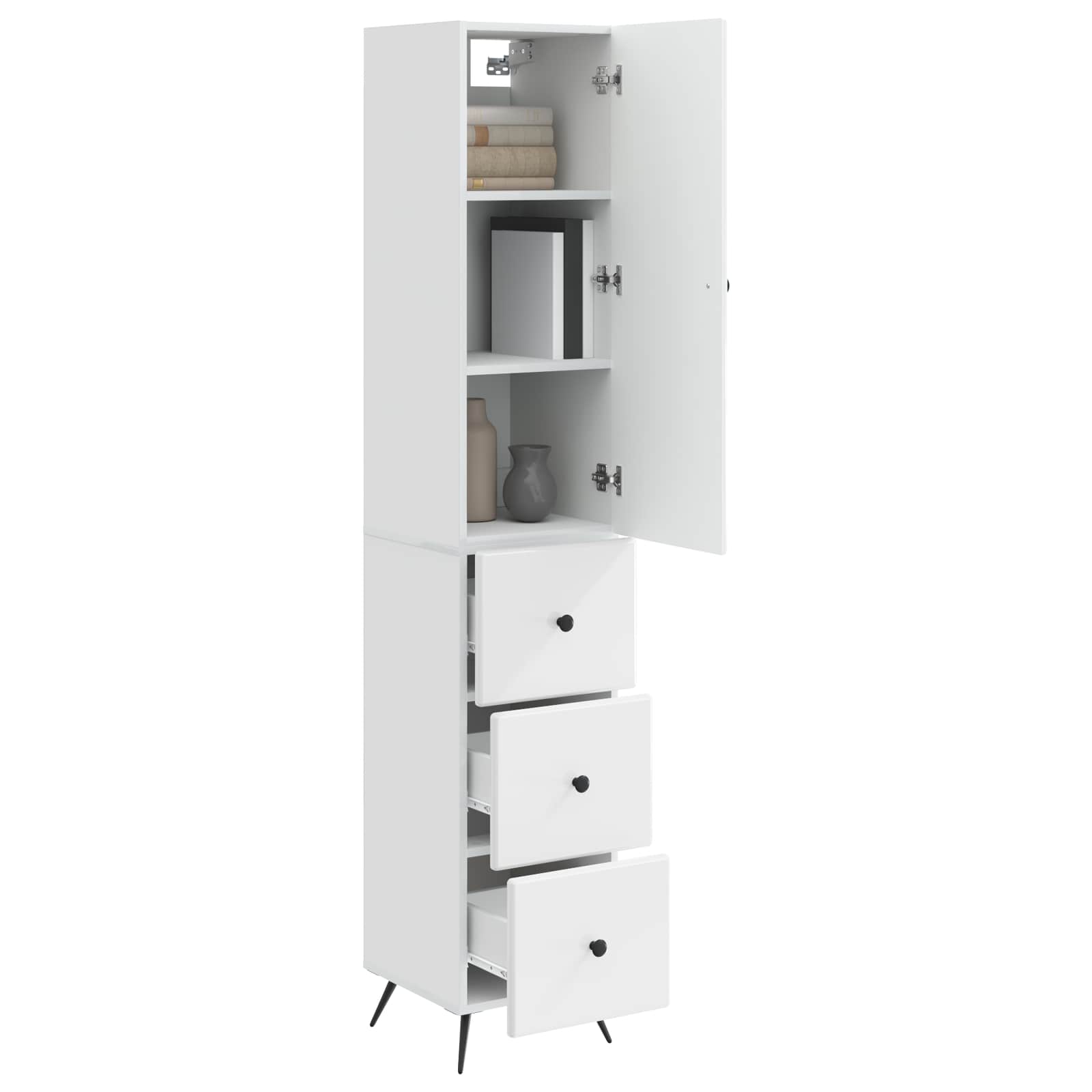 Szekrény szett 2 pcs magasfényű fehér 34,5 x 34,5 x 90 cm