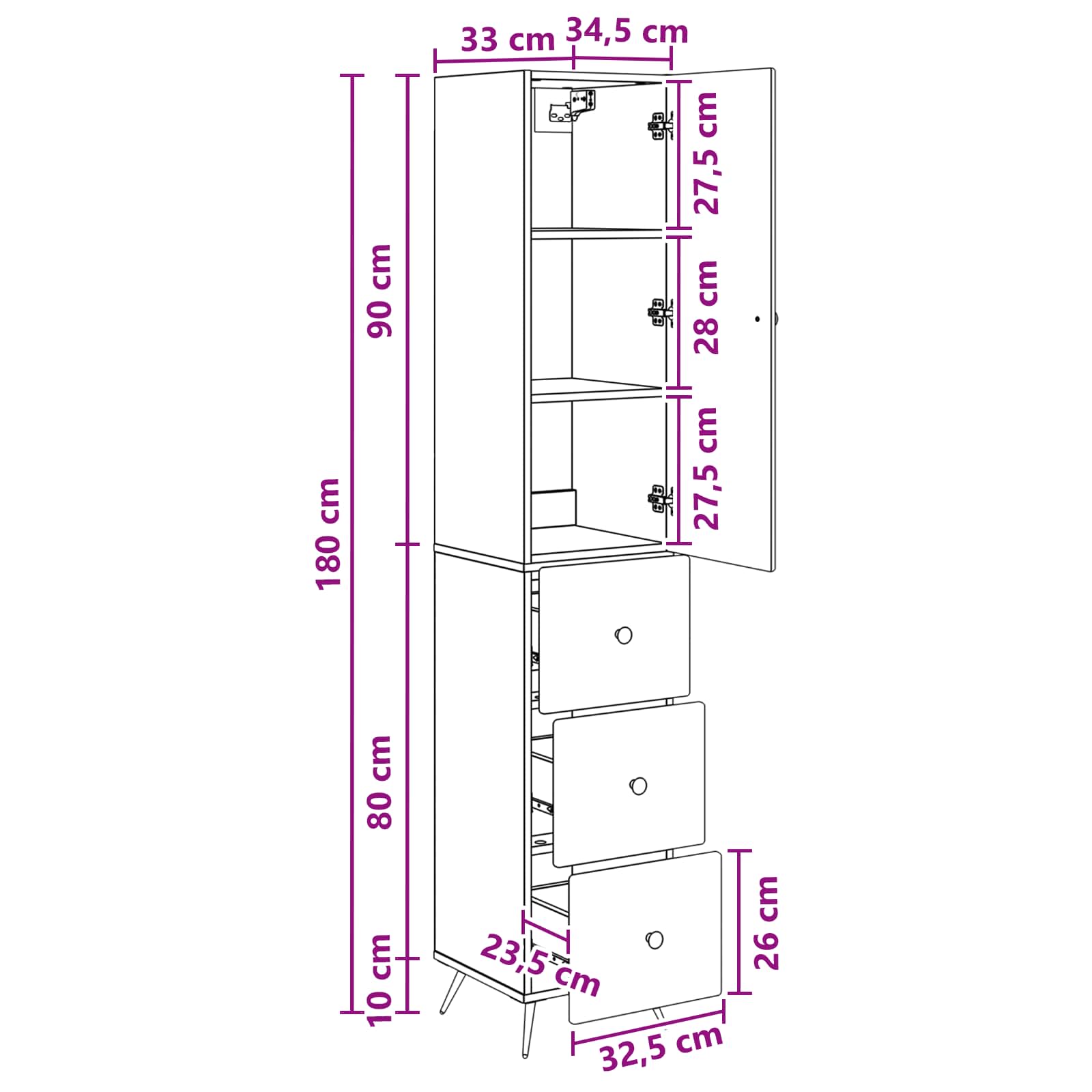 Szekrény szett 2 pcs magasfényű fehér 34,5 x 34,5 x 90 cm