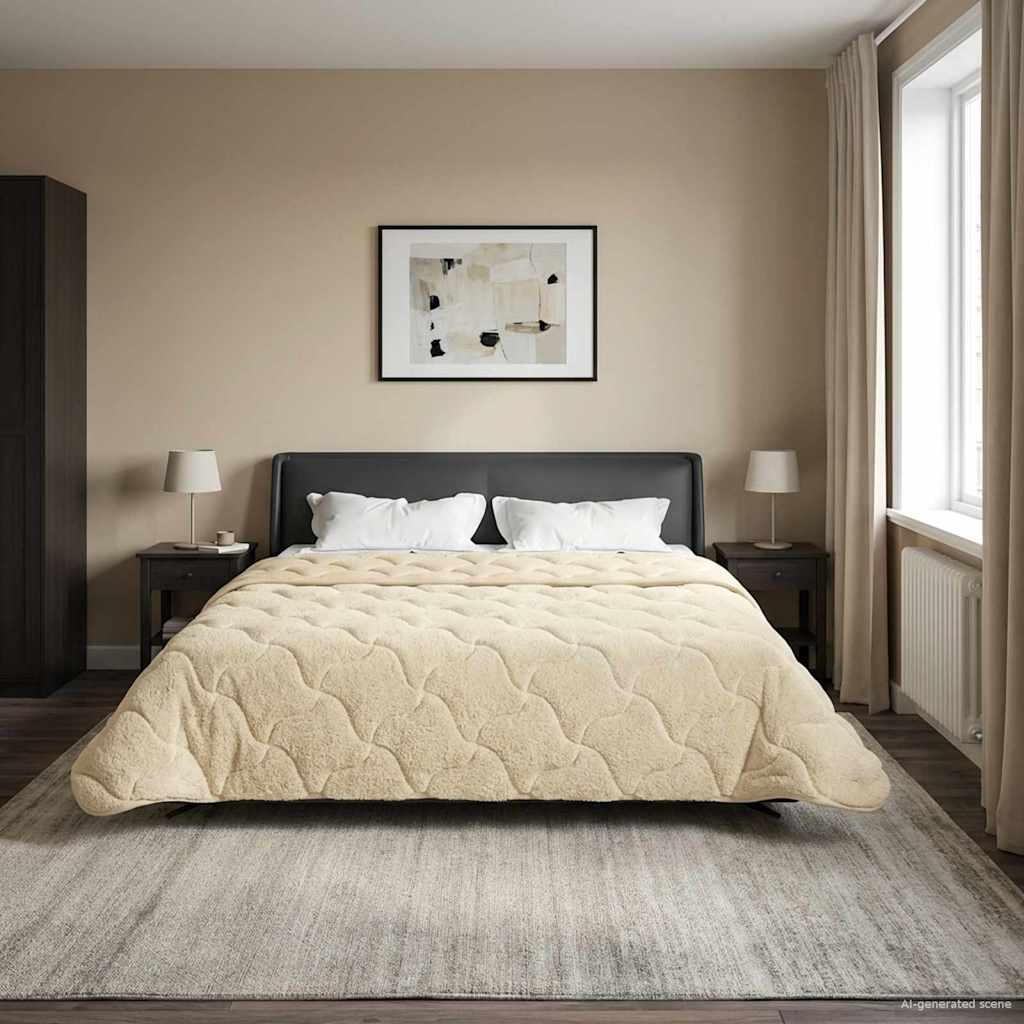 Téli takaró krém 200 x 200 cm mikroszálas és teddy plüss