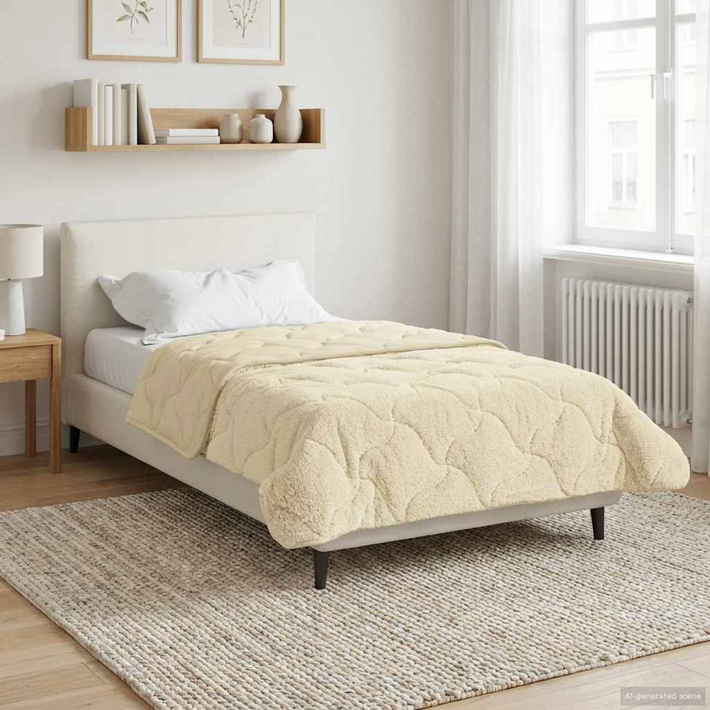 Téli takaró krém 155 x 220 cm mikroszálas és teddy plüss