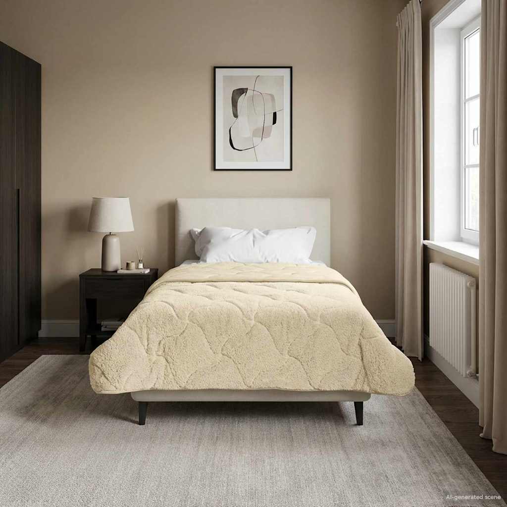 Téli takaró krém 155 x 220 cm mikroszálas és teddy plüss