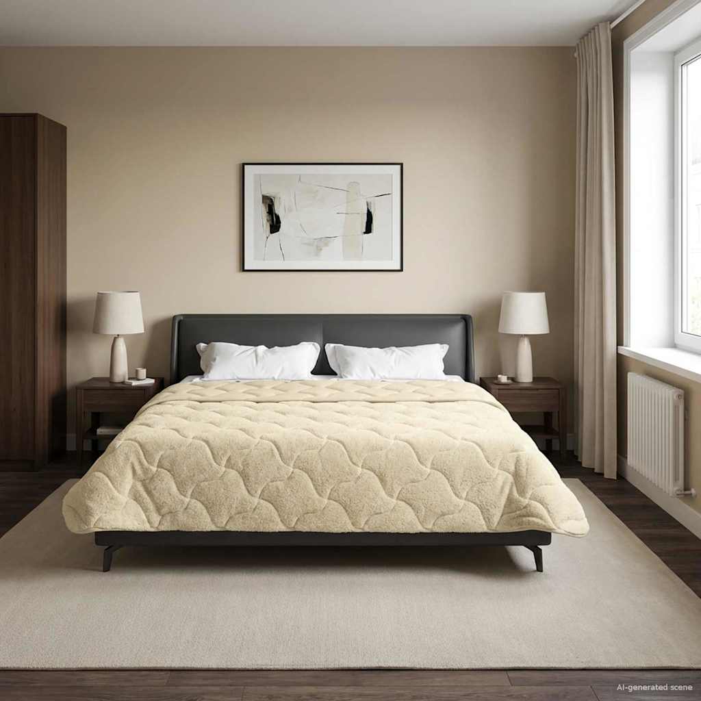 Téli takaró krém 220 x 260 cm mikroszálas és teddy plüss