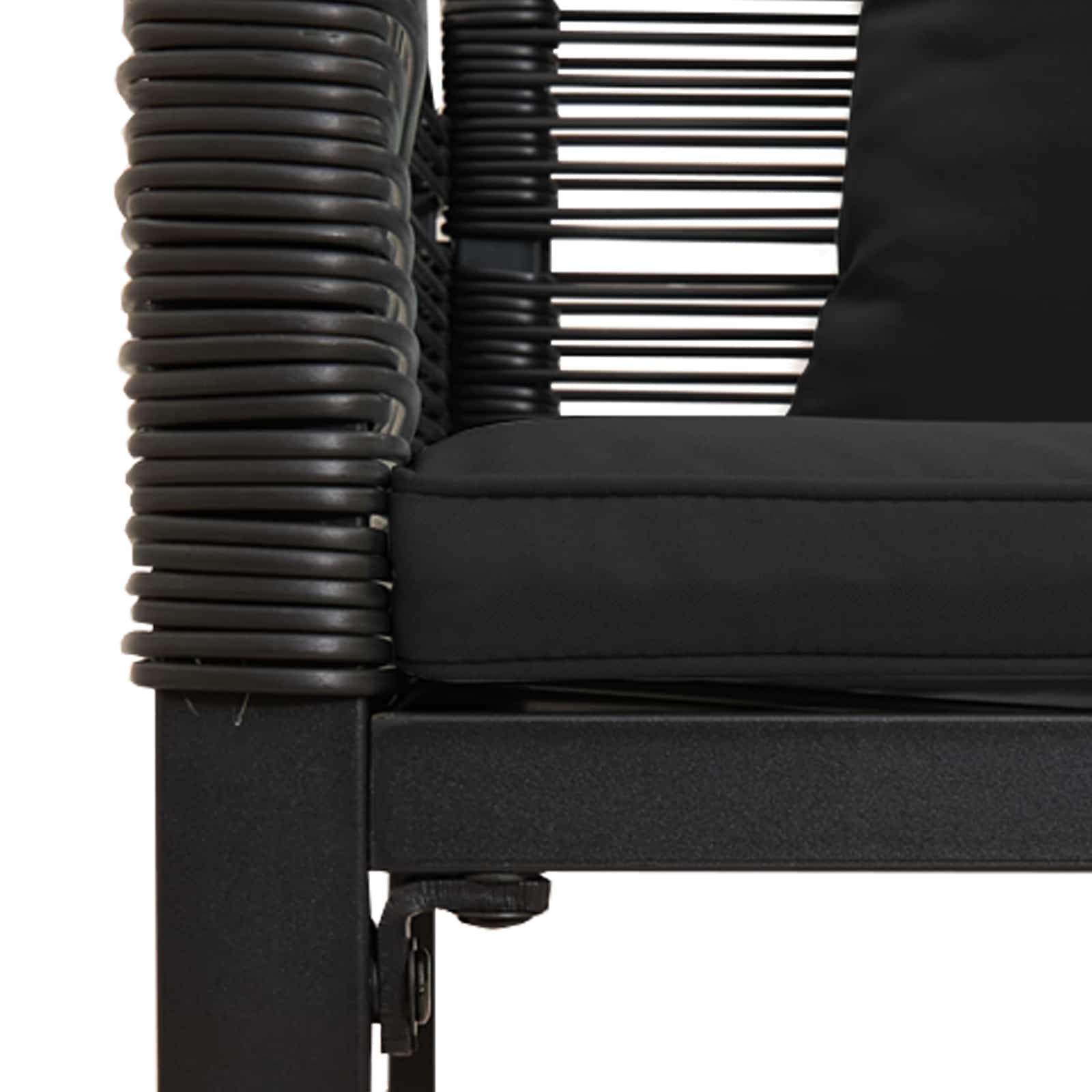 Kerti pad párnával fekete 117 x 54 x 74.5 cm polirattan