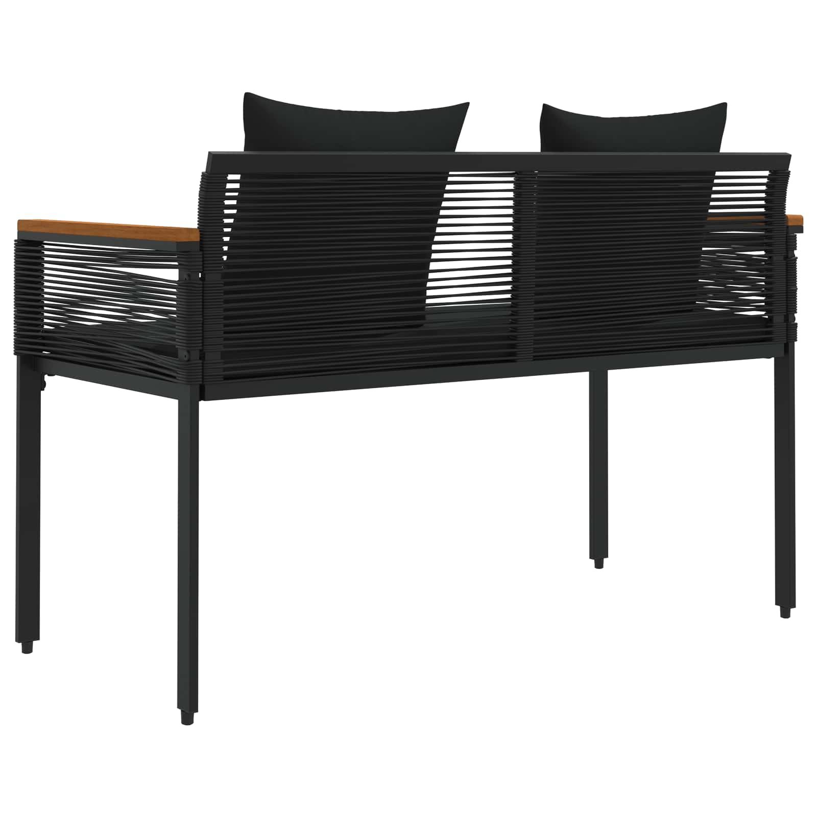 Kerti pad párnával fekete 117 x 54 x 74.5 cm polirattan