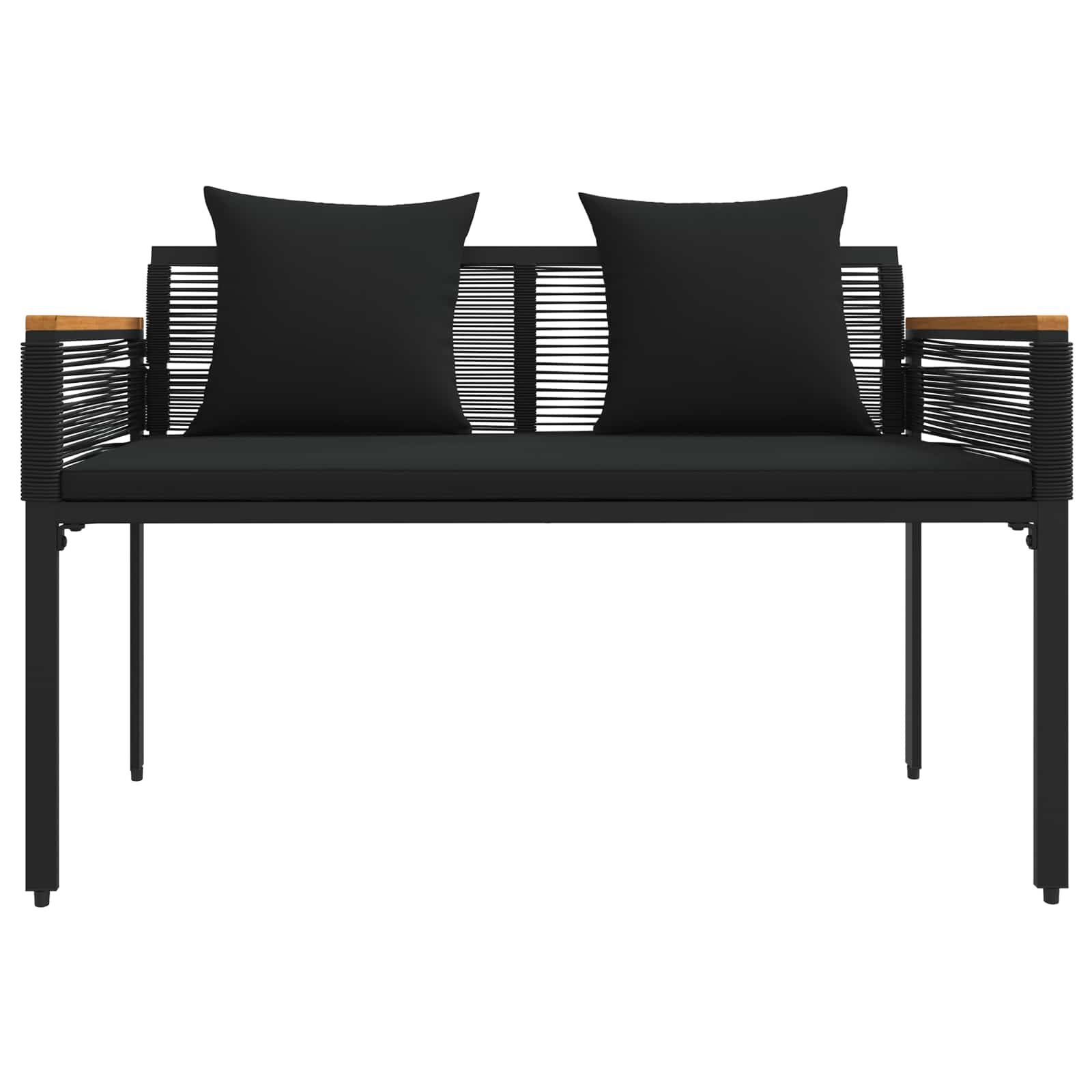 Kerti pad párnával fekete 117 x 54 x 74.5 cm polirattan