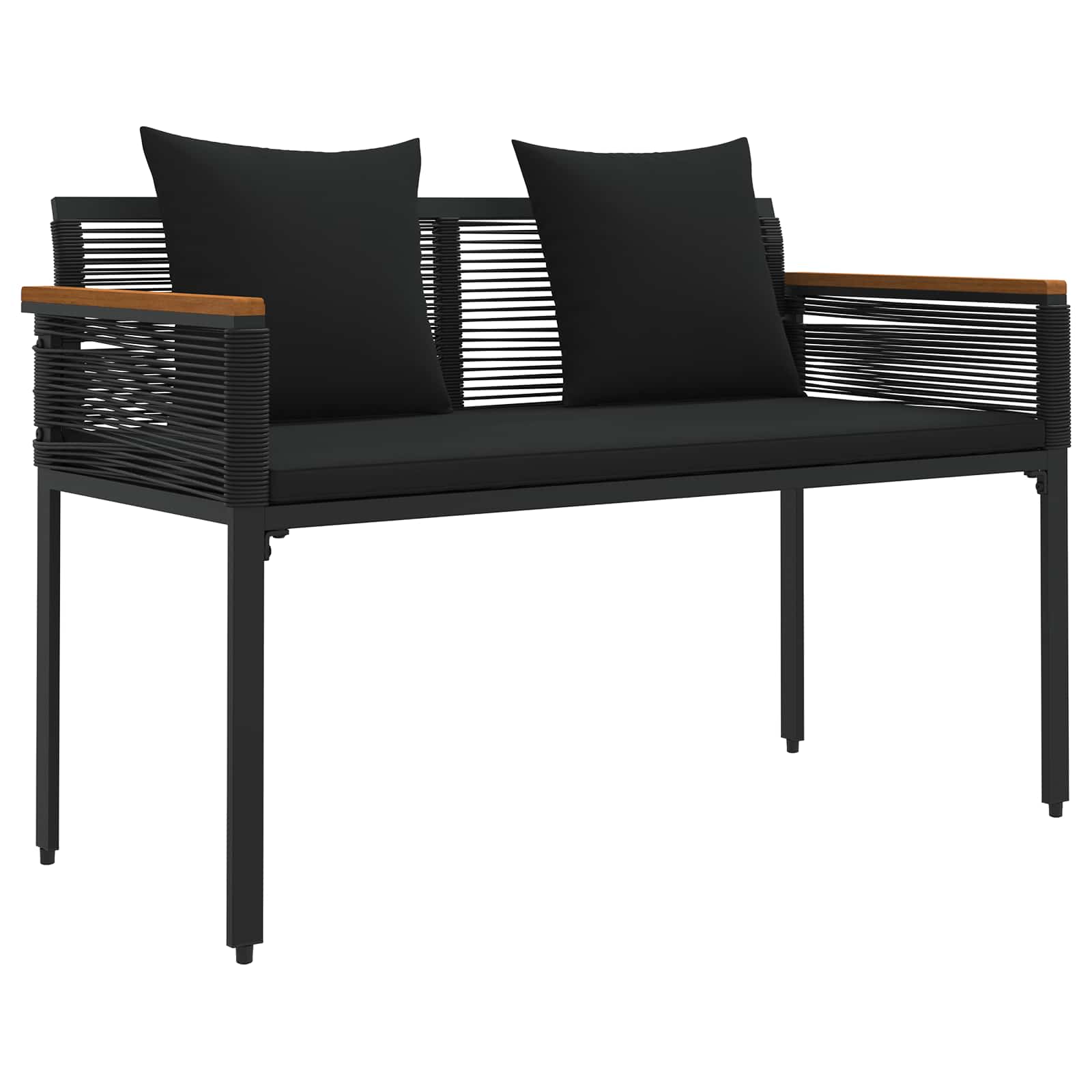 Kerti pad párnával fekete 117 x 54 x 74.5 cm polirattan