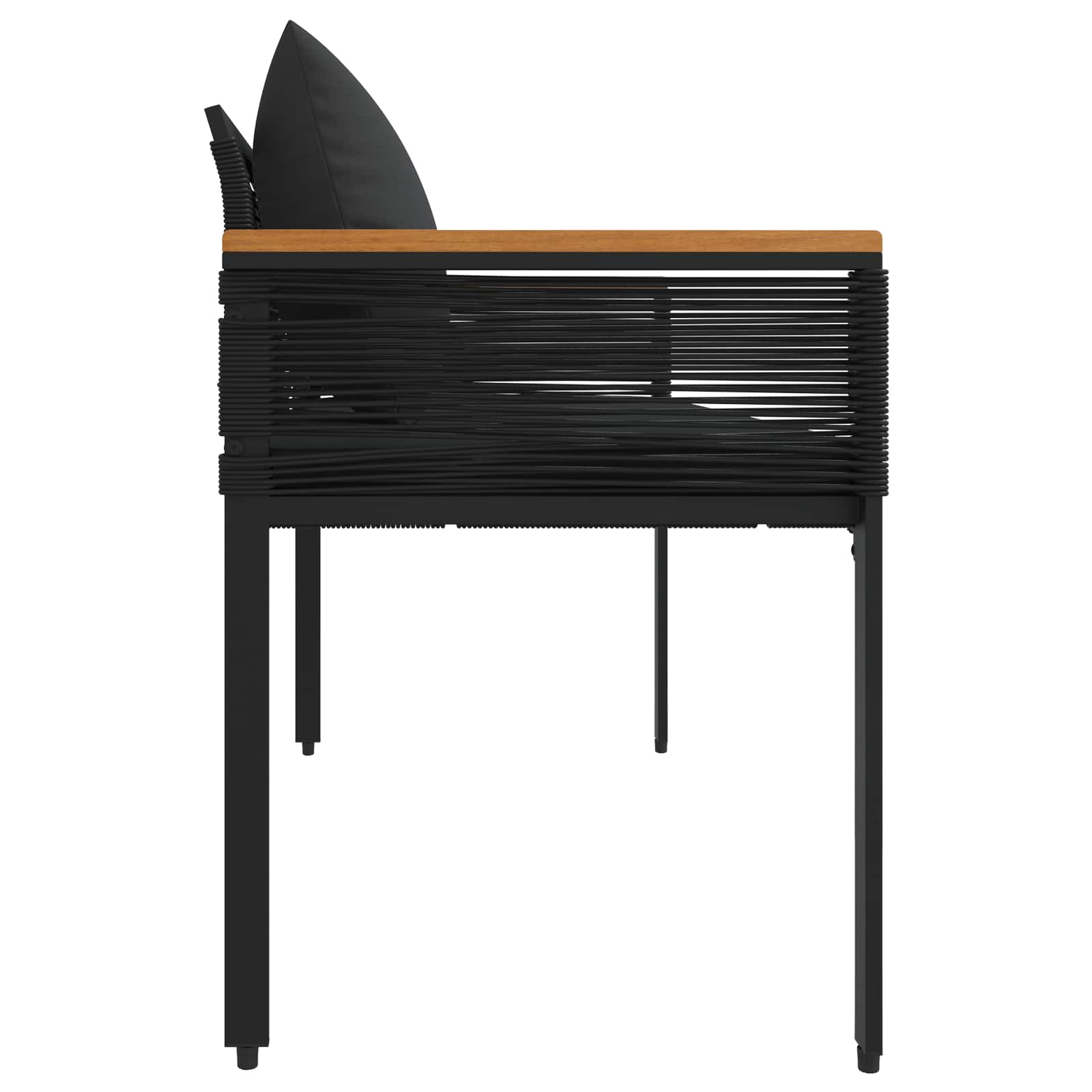 Kerti pad párnával fekete 117 x 54 x 74.5 cm polirattan