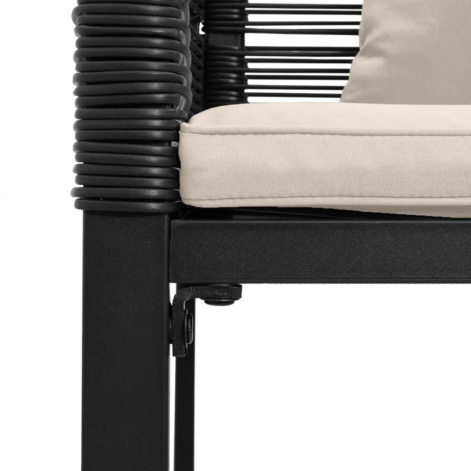 Kerti pad fekete és krémfehér 117 x 54 x 74.5 cm polirattan