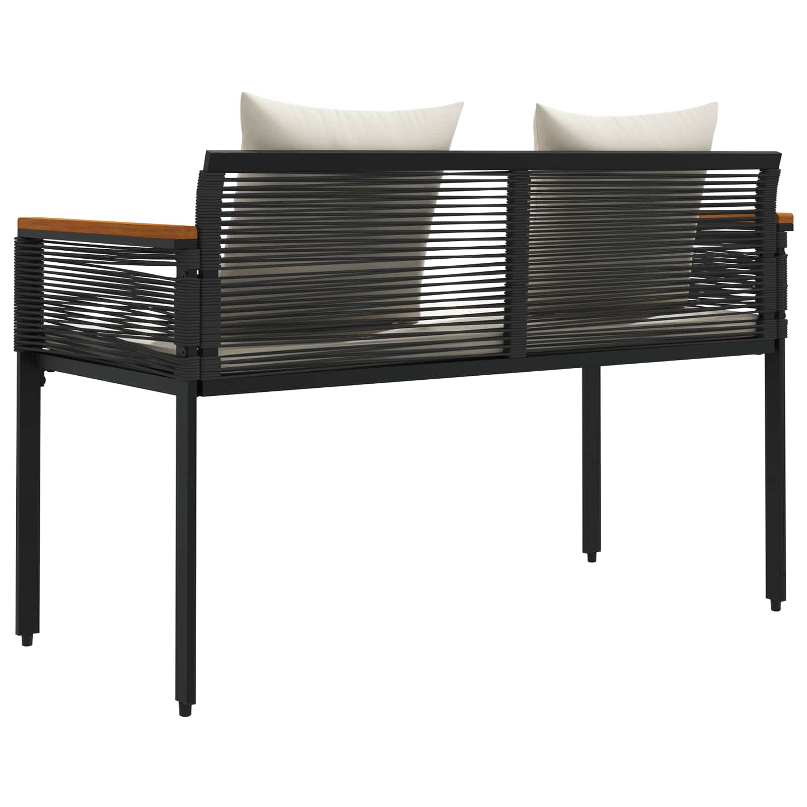 Kerti pad fekete és krémfehér 117 x 54 x 74.5 cm polirattan
