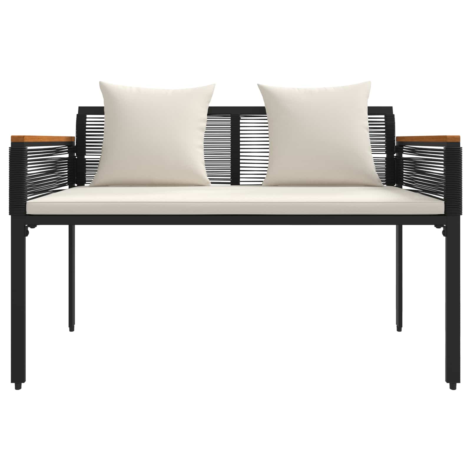 Kerti pad fekete és krémfehér 117 x 54 x 74.5 cm polirattan