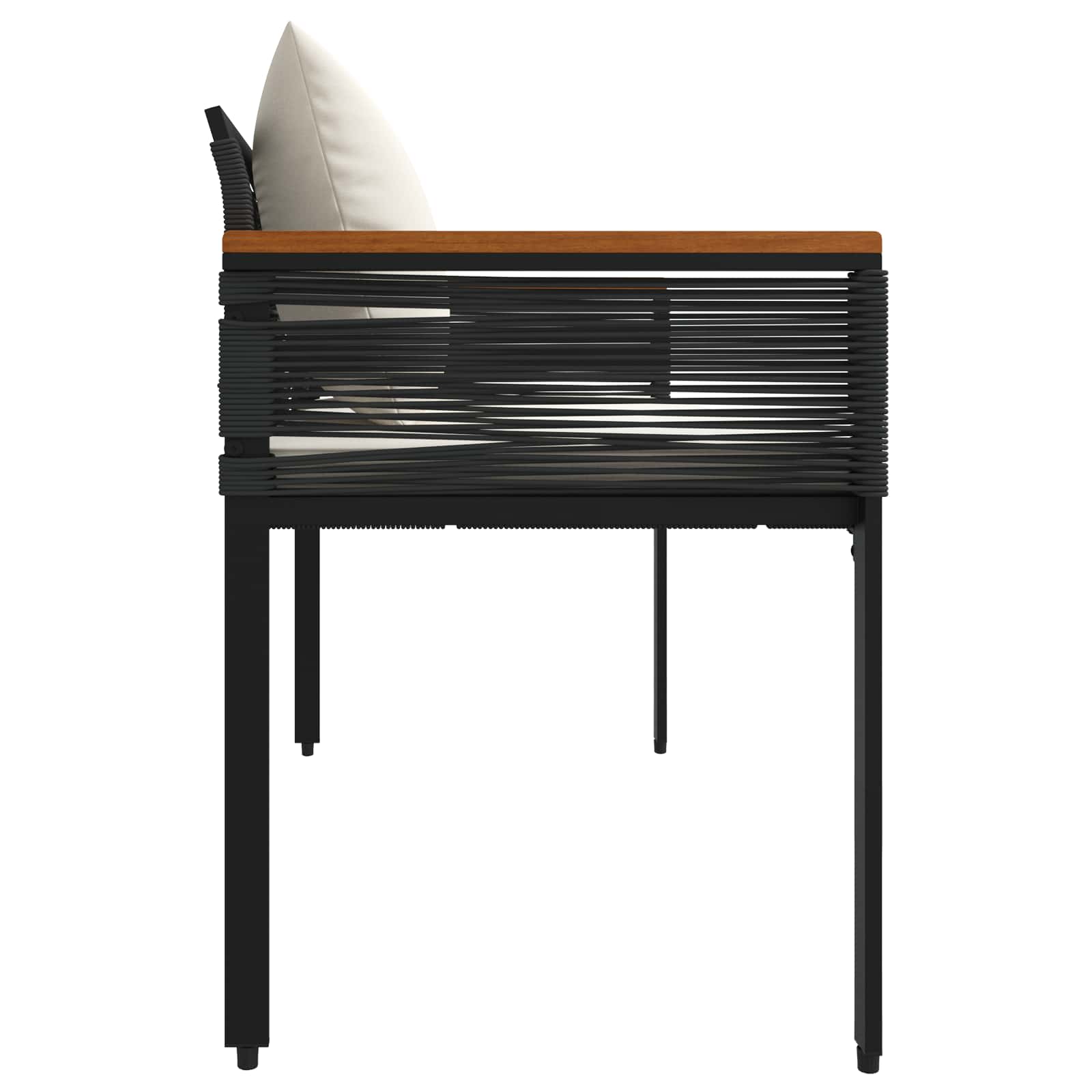 Kerti pad fekete és krémfehér 117 x 54 x 74.5 cm polirattan
