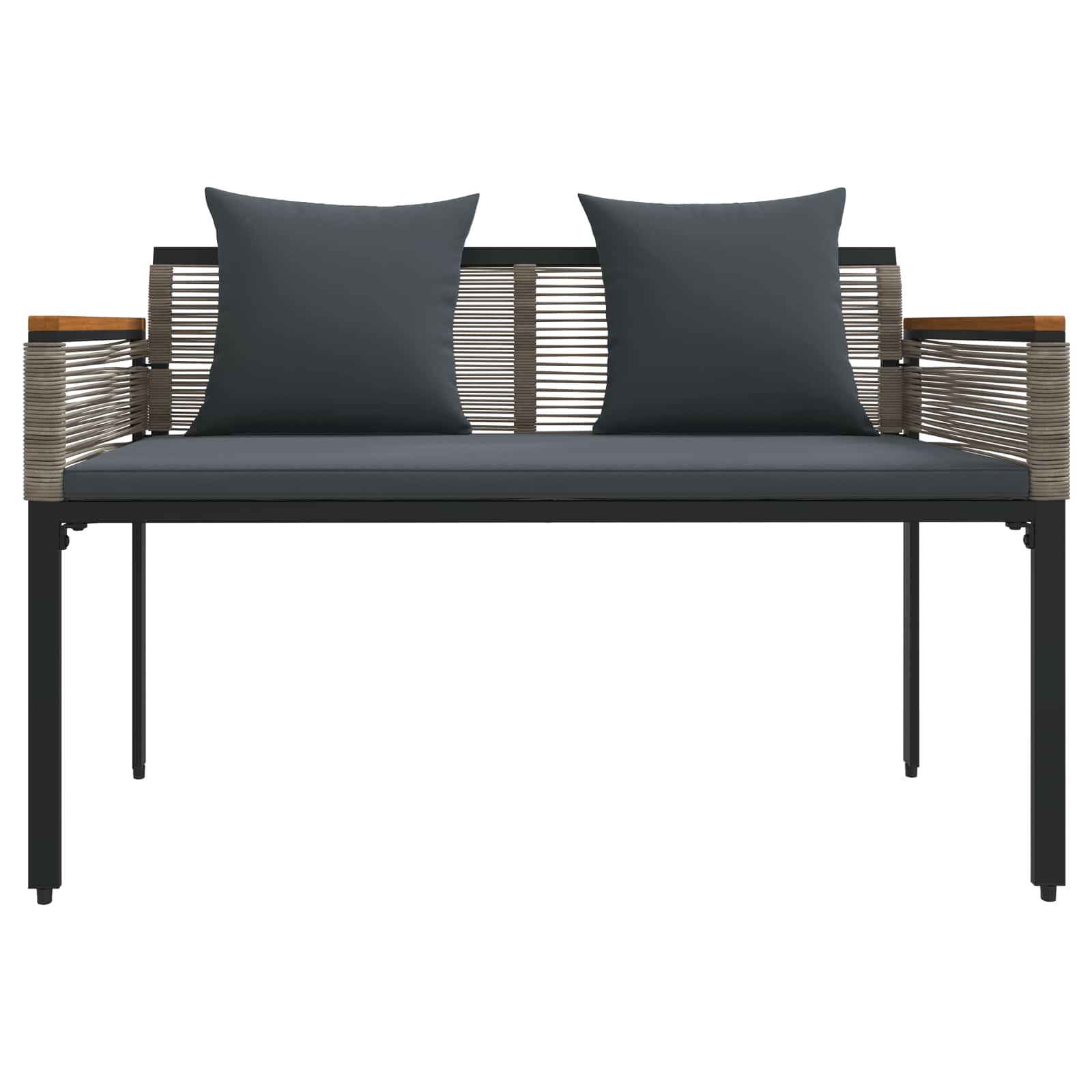 Kerti pad szürke és sötétszürke 117 x 54 x 74.5 cm polirattan