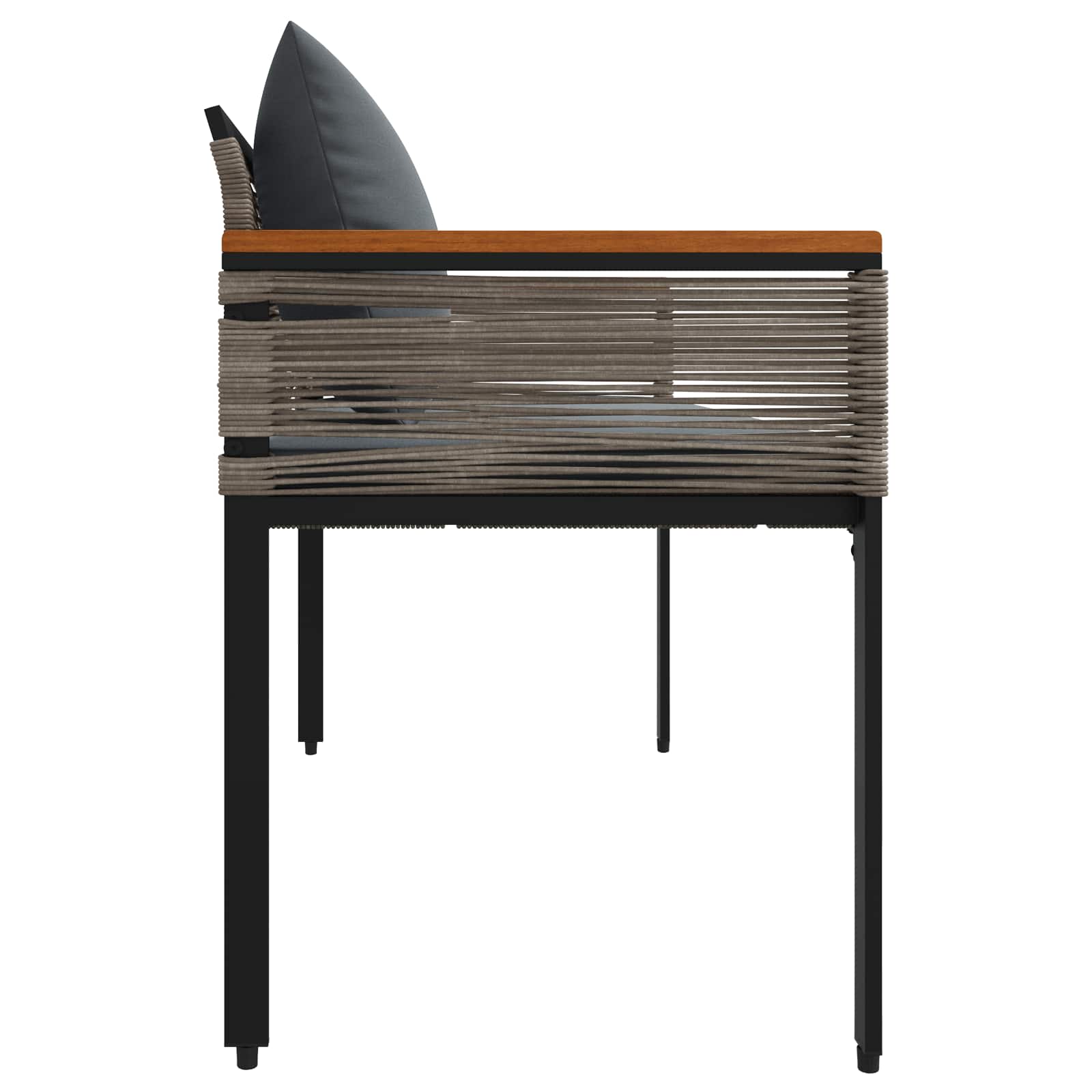 Kerti pad szürke és sötétszürke 117 x 54 x 74.5 cm polirattan