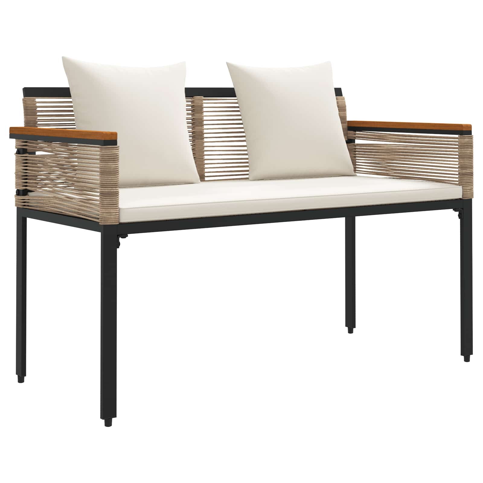 Kerti pad beige és krémszínű 117 x 54 x 74.5 cm polirattan