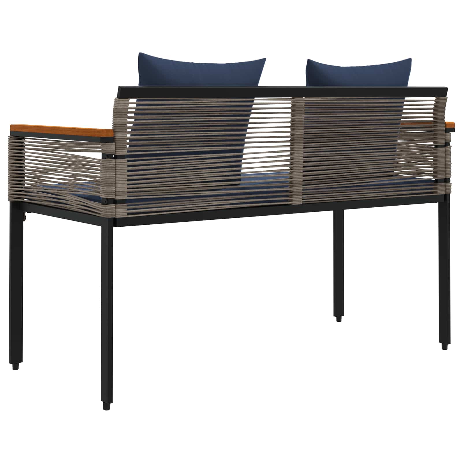 Kerti pad szürke és sötétkék 117 x 54 x 74.5 cm polirattan