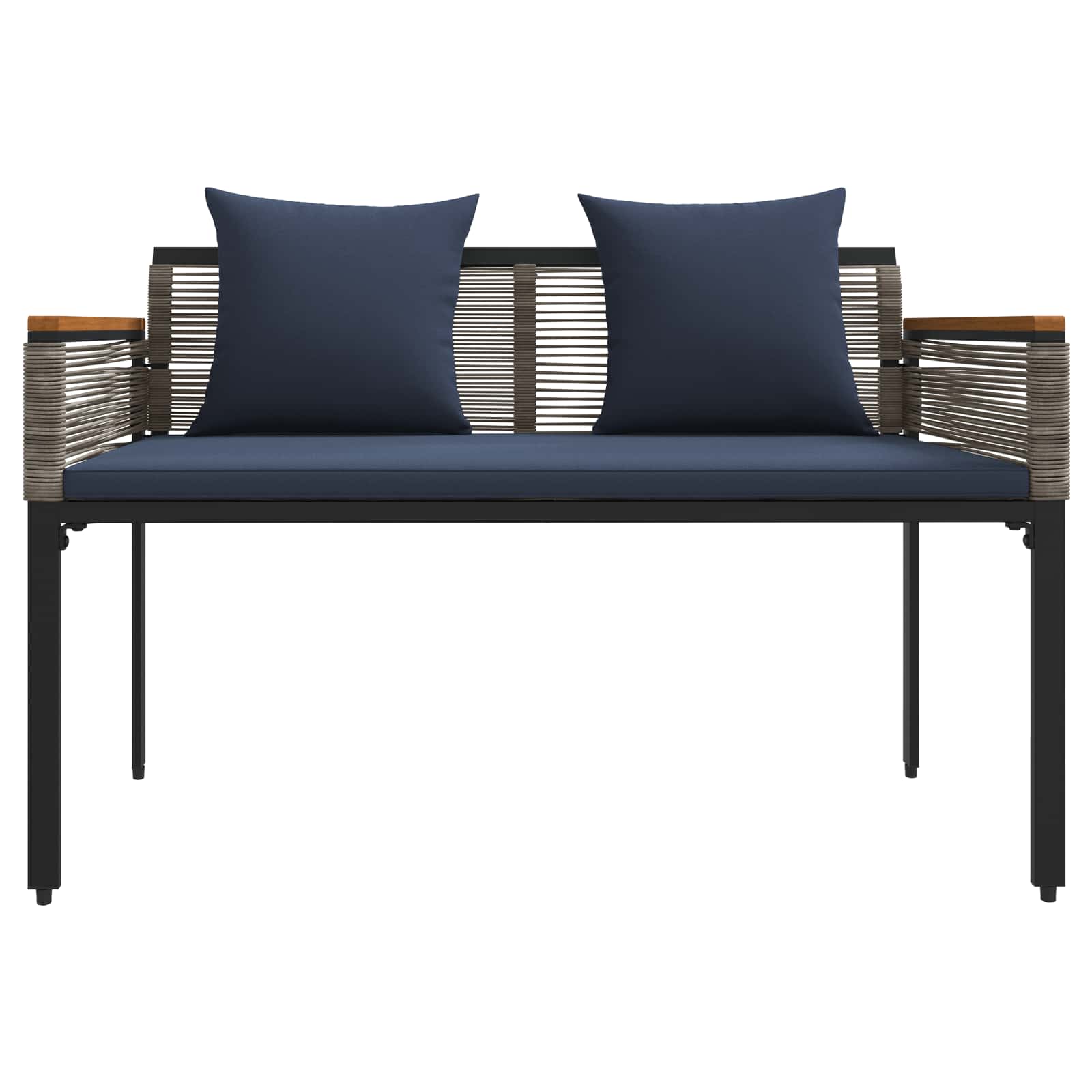 Kerti pad szürke és sötétkék 117 x 54 x 74.5 cm polirattan