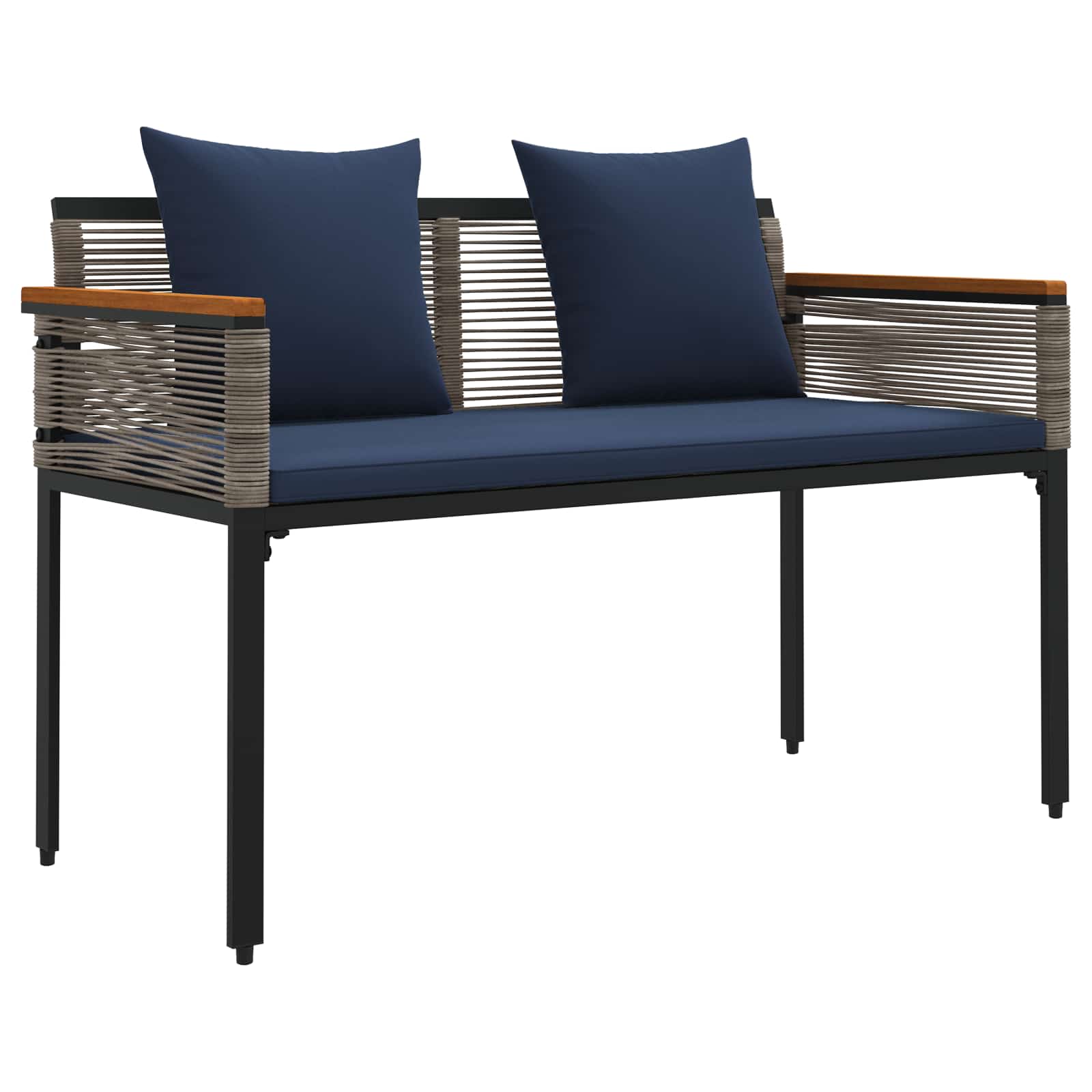 Kerti pad szürke és sötétkék 117 x 54 x 74.5 cm polirattan