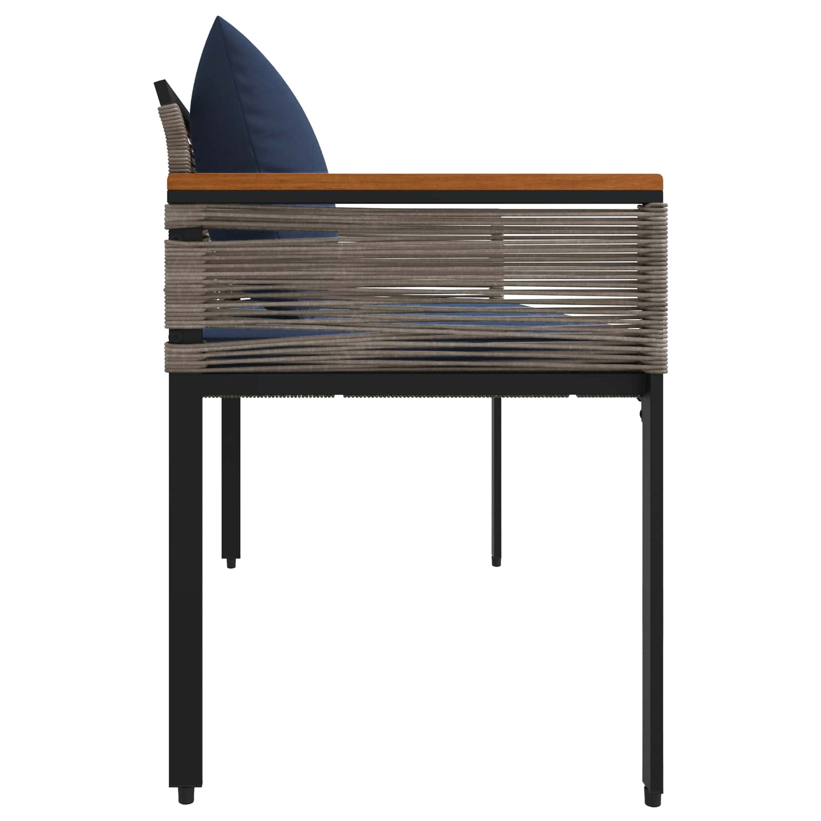 Kerti pad szürke és sötétkék 117 x 54 x 74.5 cm polirattan