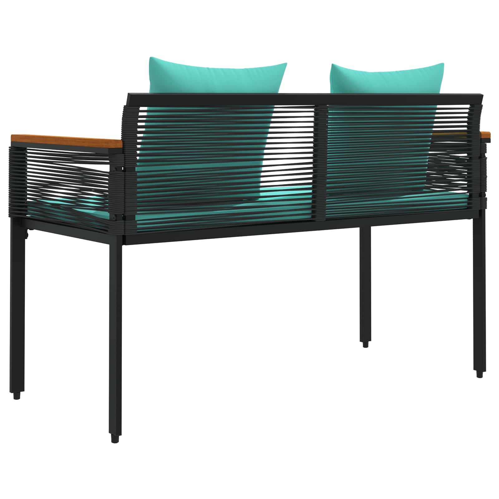 Kerti pad fekete és türkiz 117 x 54 x 74.5 cm polirattan