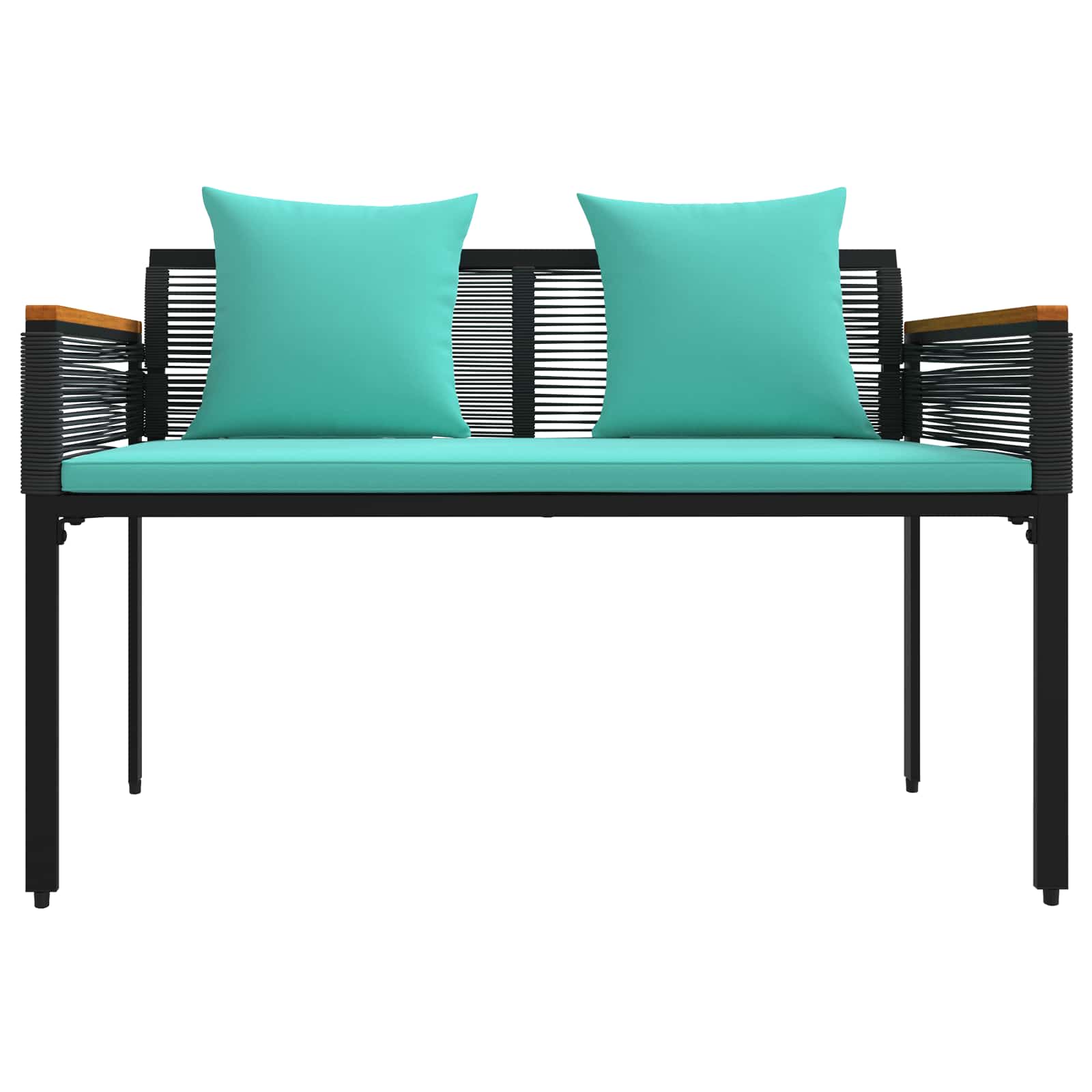 Kerti pad fekete és türkiz 117 x 54 x 74.5 cm polirattan