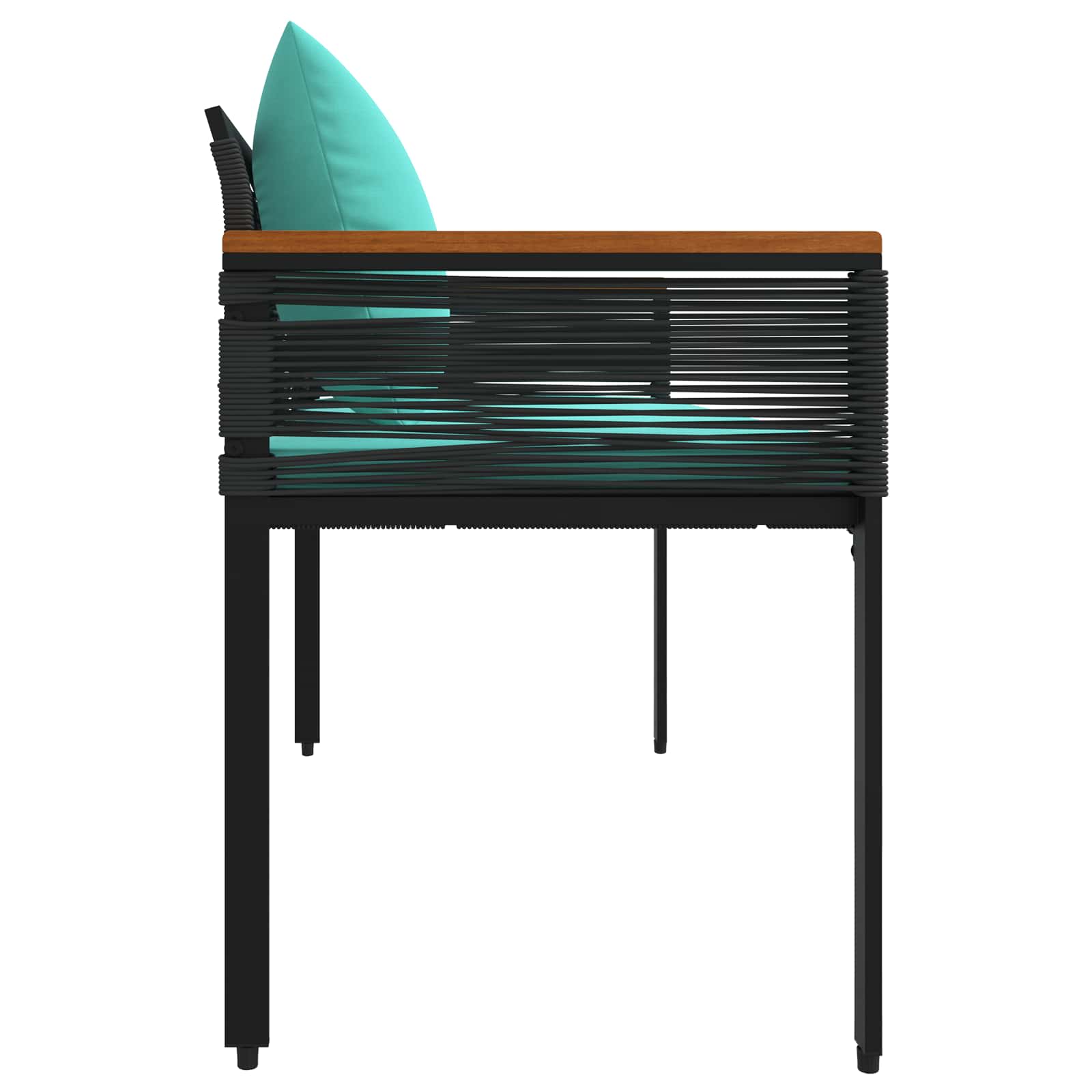 Kerti pad fekete és türkiz 117 x 54 x 74.5 cm polirattan