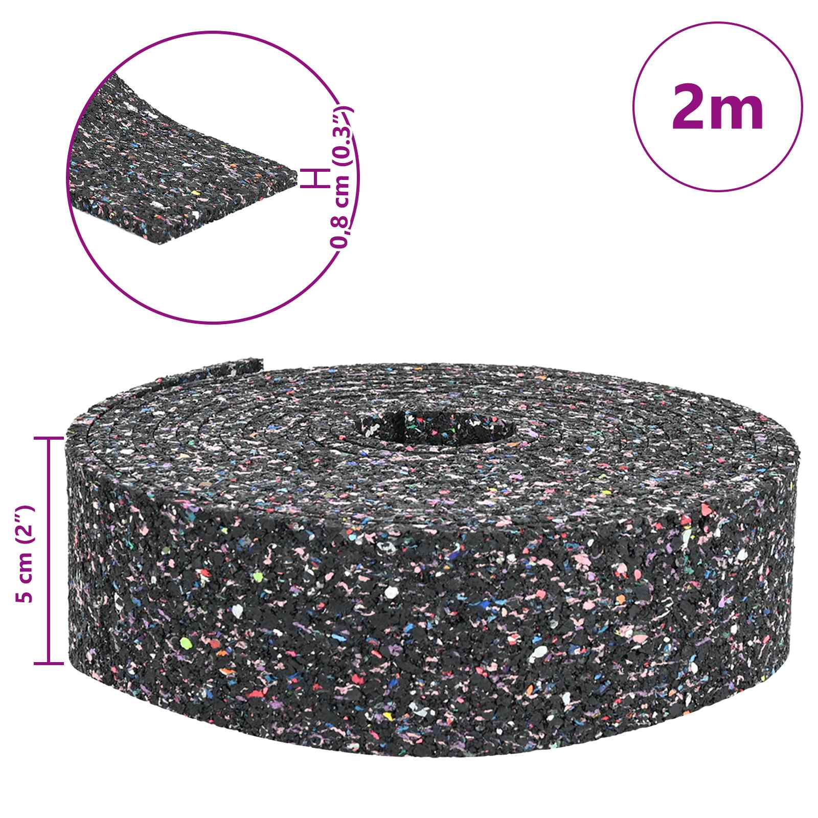 Gumi granulate tekercs fekete 200 x 5 x 0,8 cm gumi