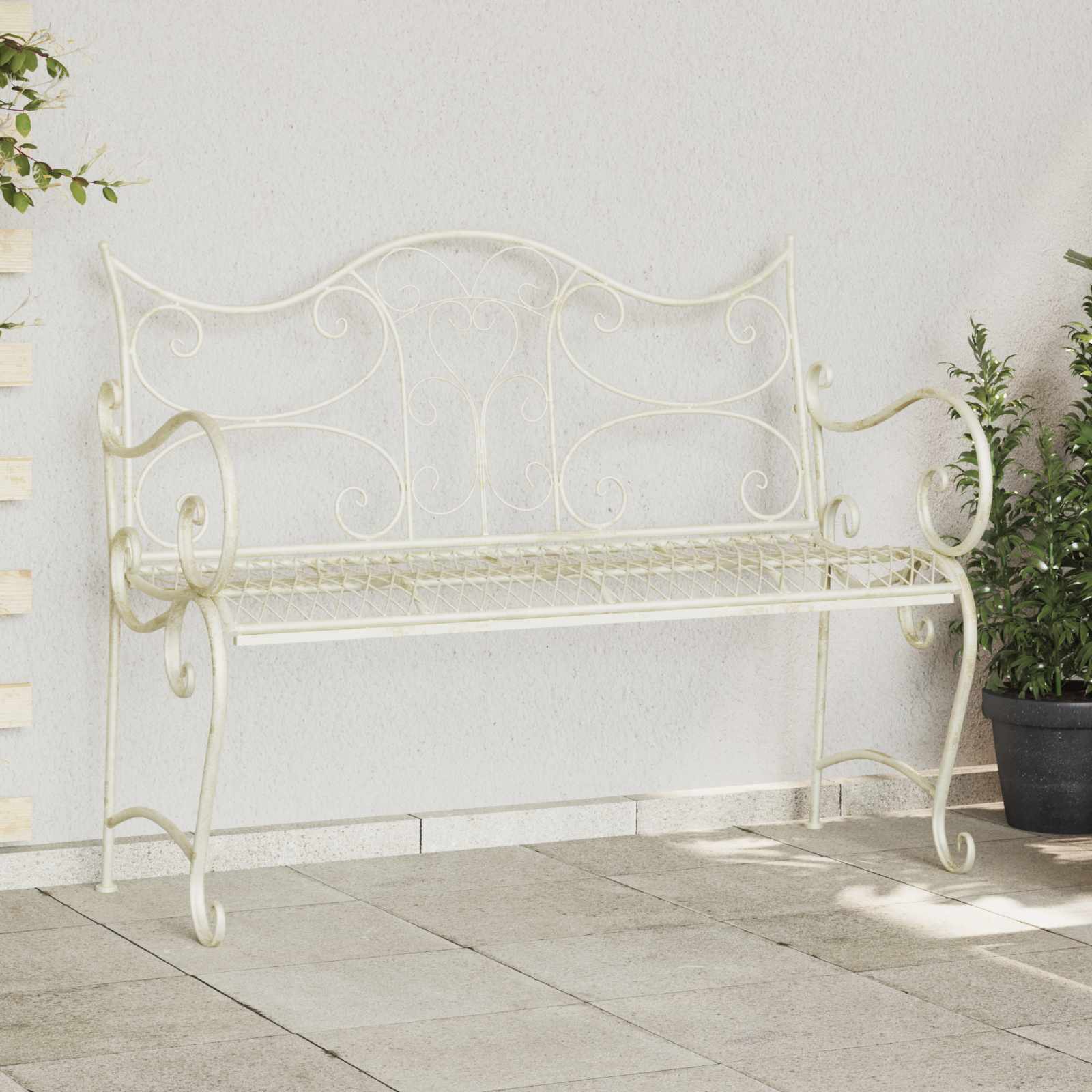 Kerti pad 2-ülőhelyek száma 114 x 56,5 x 90 cm acél antik fehér