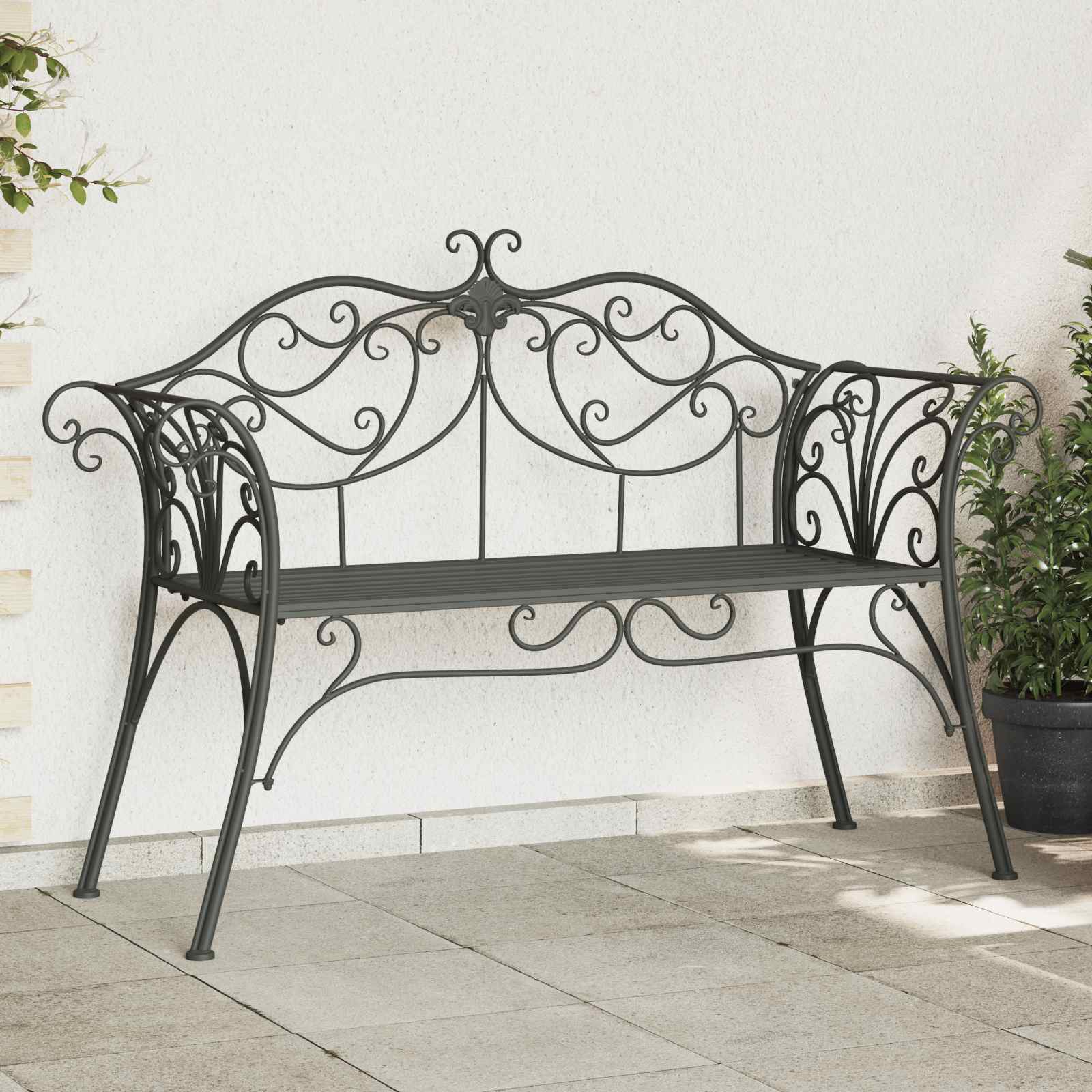 Kerti pad 2-ülőhelyek száma 130 x 47 x 90 cm acél ezüst szürke