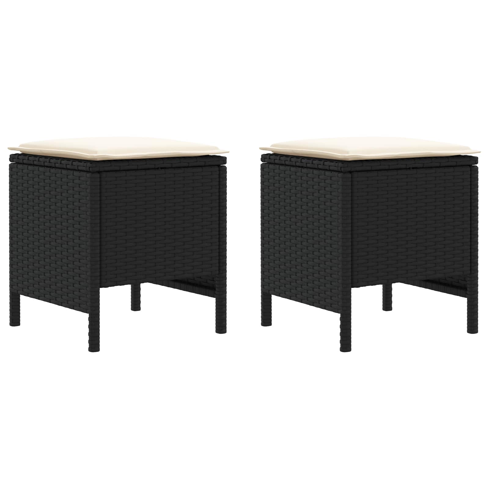 Kerti lábtartó 2 darab fekete és krém 38 x 38 x 45 cm pe rattan