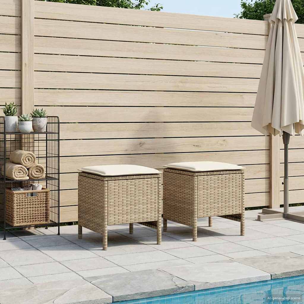 Kerti lábtartó 2 darab beige és krém 38 x 38 x 45 cm pe rattan