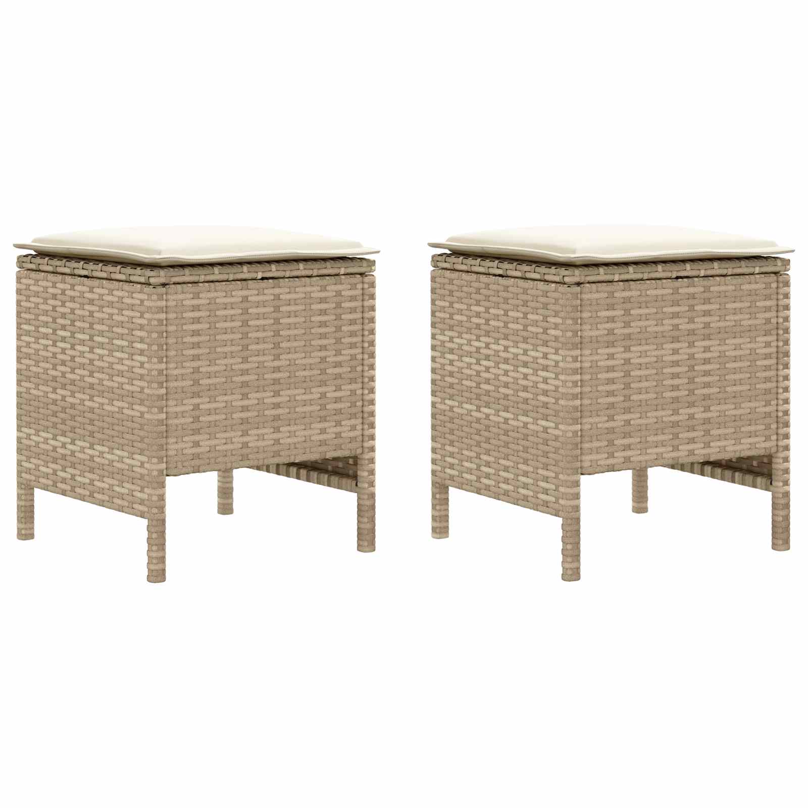 Kerti lábtartó 2 darab beige és krém 38 x 38 x 45 cm pe rattan