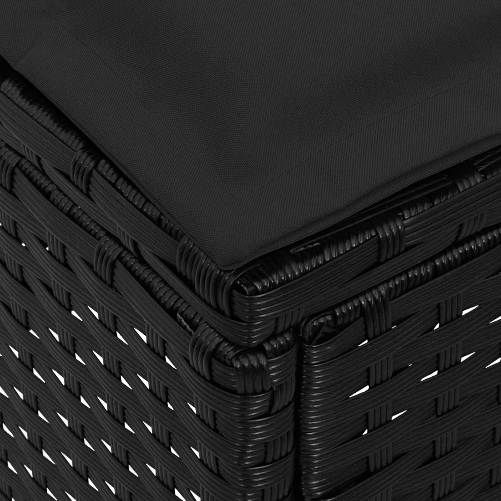 Kerti lábtartó párnával fekete 80 x 38 x 45 cm pe rattan