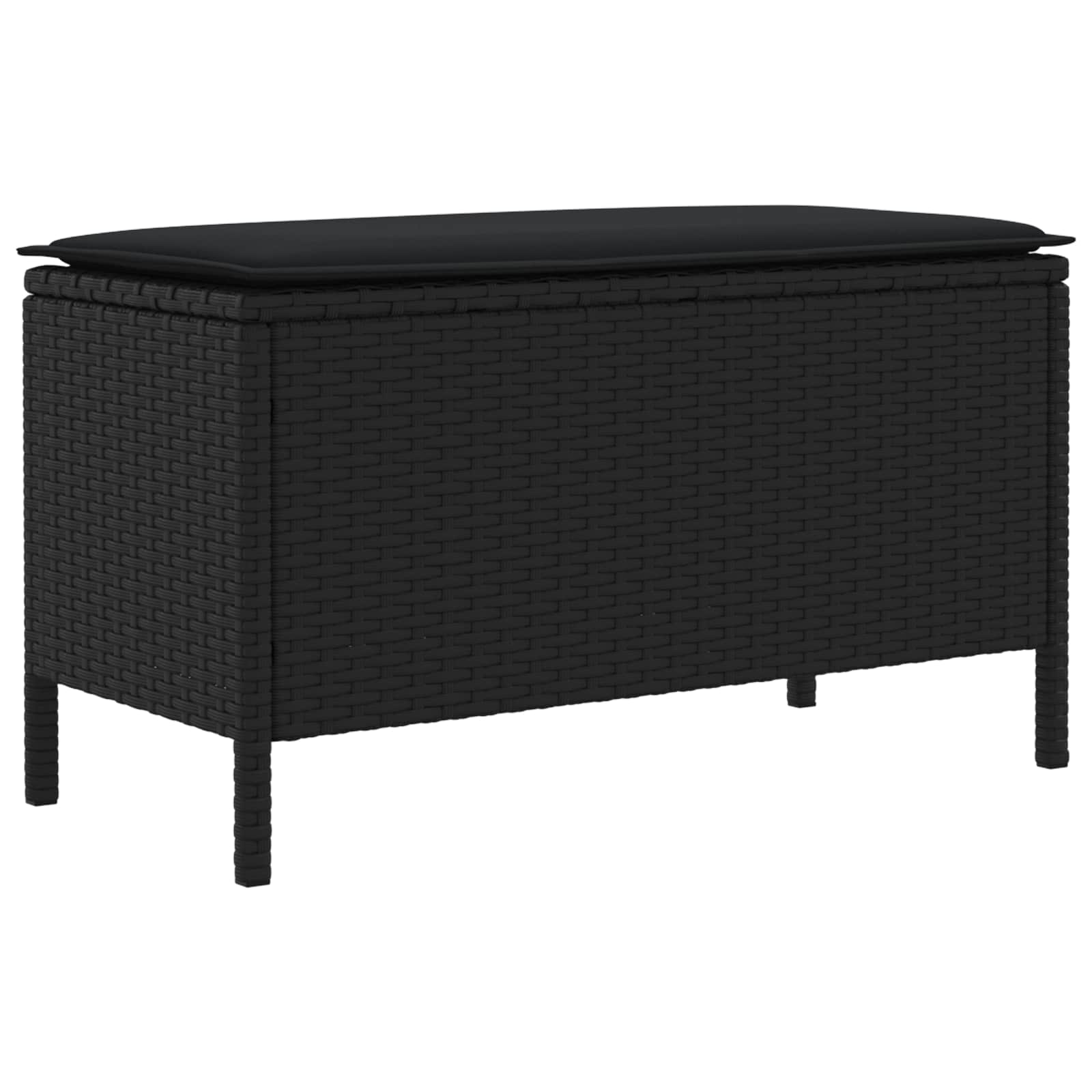 Kerti lábtartó párnával fekete 80 x 38 x 45 cm pe rattan